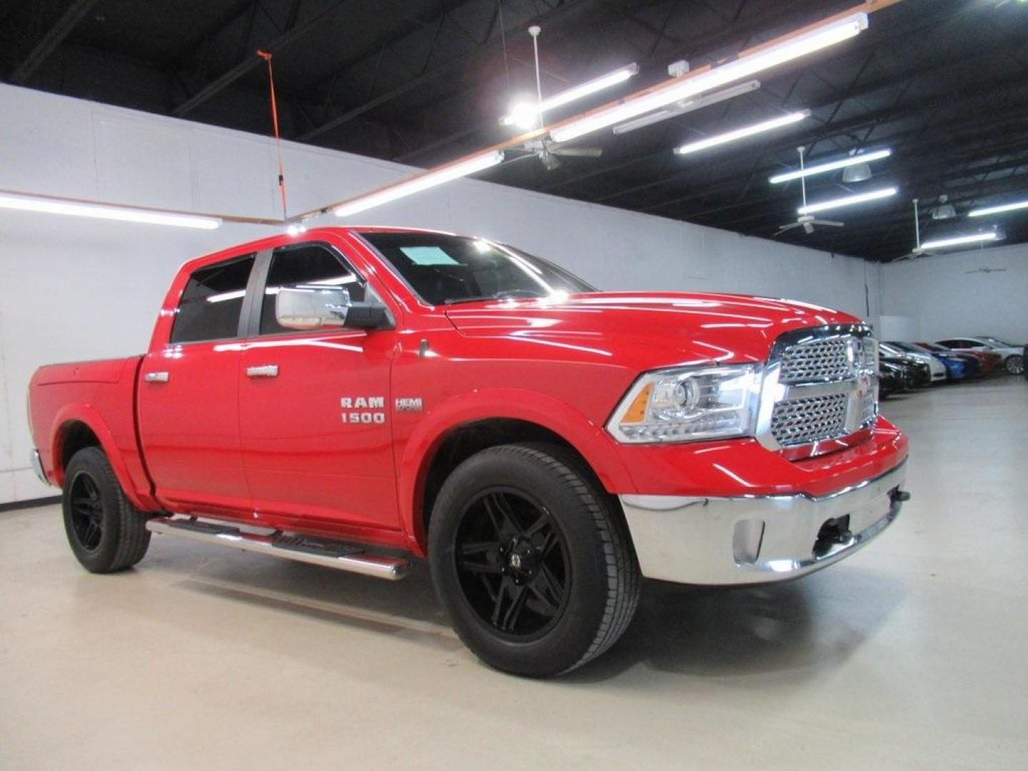2015 Flame Red Clearcoat /Black Ram 1500 Laramie (1C6RR7NT5FS) with an HEMI 5.7L V8 Multi Displacement VVT engine, Automatic transmission, located at 15300 Midway Rd., Addison, TX, 75001, (972) 702-0011, 32.958321, -96.838074 - HOME OF THE NO HAGGLE PRICE - WHOLESALE PRICES TO THE PUBLIC!! 1500 Laramie, 4D Crew Cab, HEMI 5.7L V8 Multi Displacement VVT, 8-Speed Automatic, 4WD, Flame Red Clearcoat, Black Leather.<br><br>Flame Red Clearcoat 2015 Ram 1500 Laramie<br><br>Recent Arrival!<br><br>Awards:<br> * Green Car Journal 2 - Photo#6