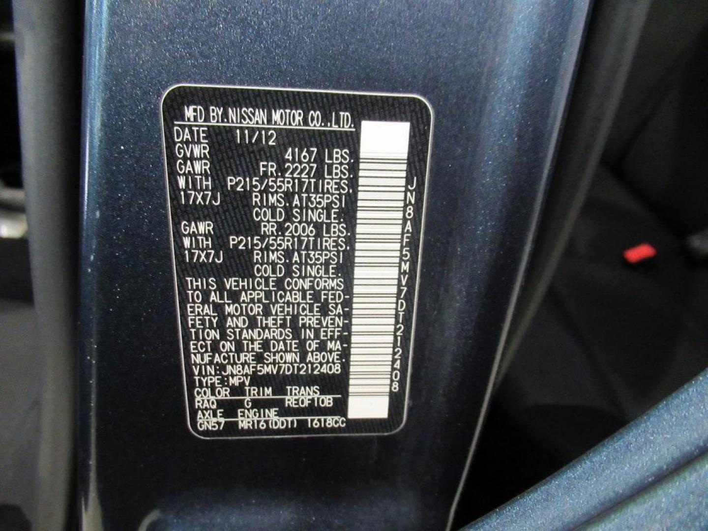2013 Graphite Blue /Black Nissan Juke S (JN8AF5MV7DT) with an 1.6L I4 DOHC 16V engine, CVT transmission, located at 15300 Midway Rd., Addison, TX, 75001, (972) 702-0011, 32.958321, -96.838074 - Photo#26