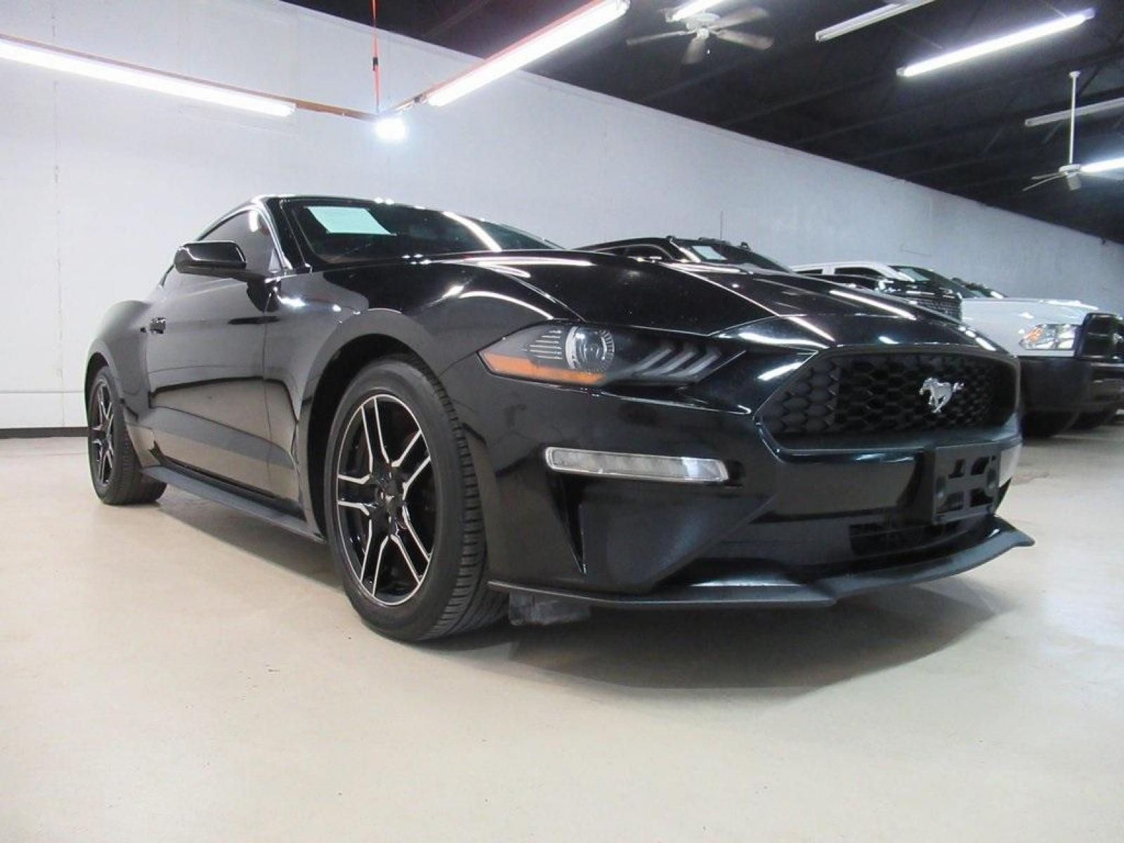 2020 Shadow Black /Ebony Ford Mustang EcoBoost (1FA6P8TH5L5) with an EcoBoost 2.3L I4 GTDi DOHC Turbocharged VCT engine, Automatic transmission, located at 15300 Midway Rd., Addison, 75001, (972) 702-0011, 32.958321, -96.838074 - HOME OF THE NO HAGGLE PRICE - WHOLESALE PRICES TO THE PUBLIC!! Mustang EcoBoost, 2D Coupe, EcoBoost 2.3L I4 GTDi DOHC Turbocharged VCT, 10-Speed Automatic, RWD, Shadow Black, Ebony Leather.<br><br>Shadow Black 2020 Ford Mustang EcoBoost<br><br>Recent Arrival! 21/32 City/Highway MPG<br><br><br>At Mid - Photo #1