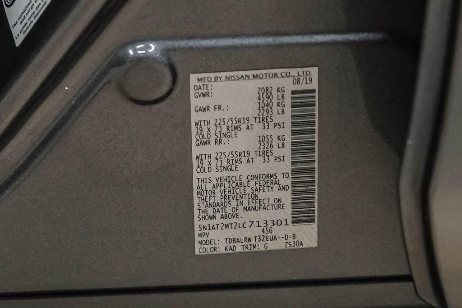 2020 Gun Metallic /Charcoal Nissan Rogue SL (5N1AT2MT2LC) with an 2.5L I4 DOHC 16V engine, CVT transmission, located at 15300 Midway Rd., Addison, TX, 75001, (972) 702-0011, 32.958321, -96.838074 - Photo#55