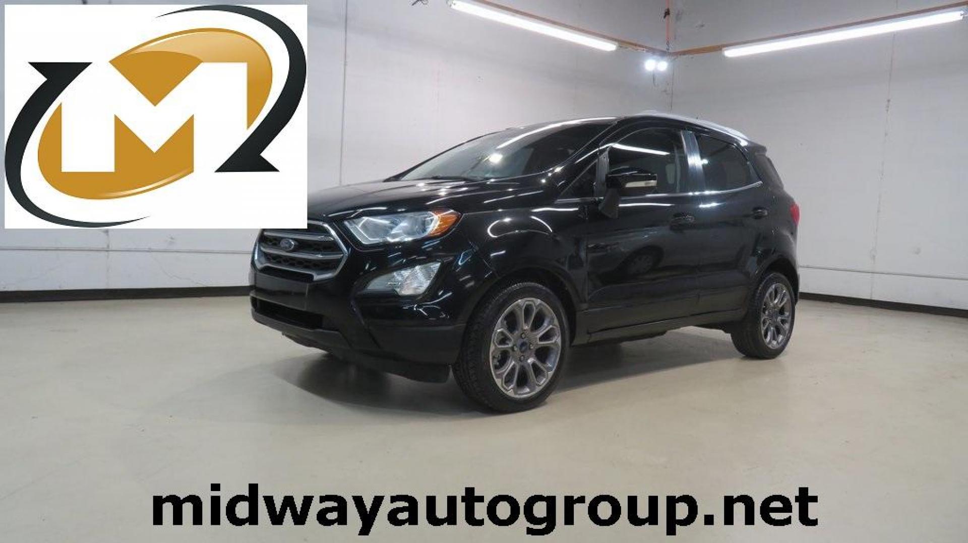 2018 Shadow Black /Black Ford EcoSport Titanium (MAJ3P1VE7JC) with an EcoBoost 1.0L I3 GTDi DOHC Turbocharged VCT engine, Automatic transmission, located at 15300 Midway Rd., Addison, TX, 75001, (972) 702-0011, 32.958321, -96.838074 - Photo#0