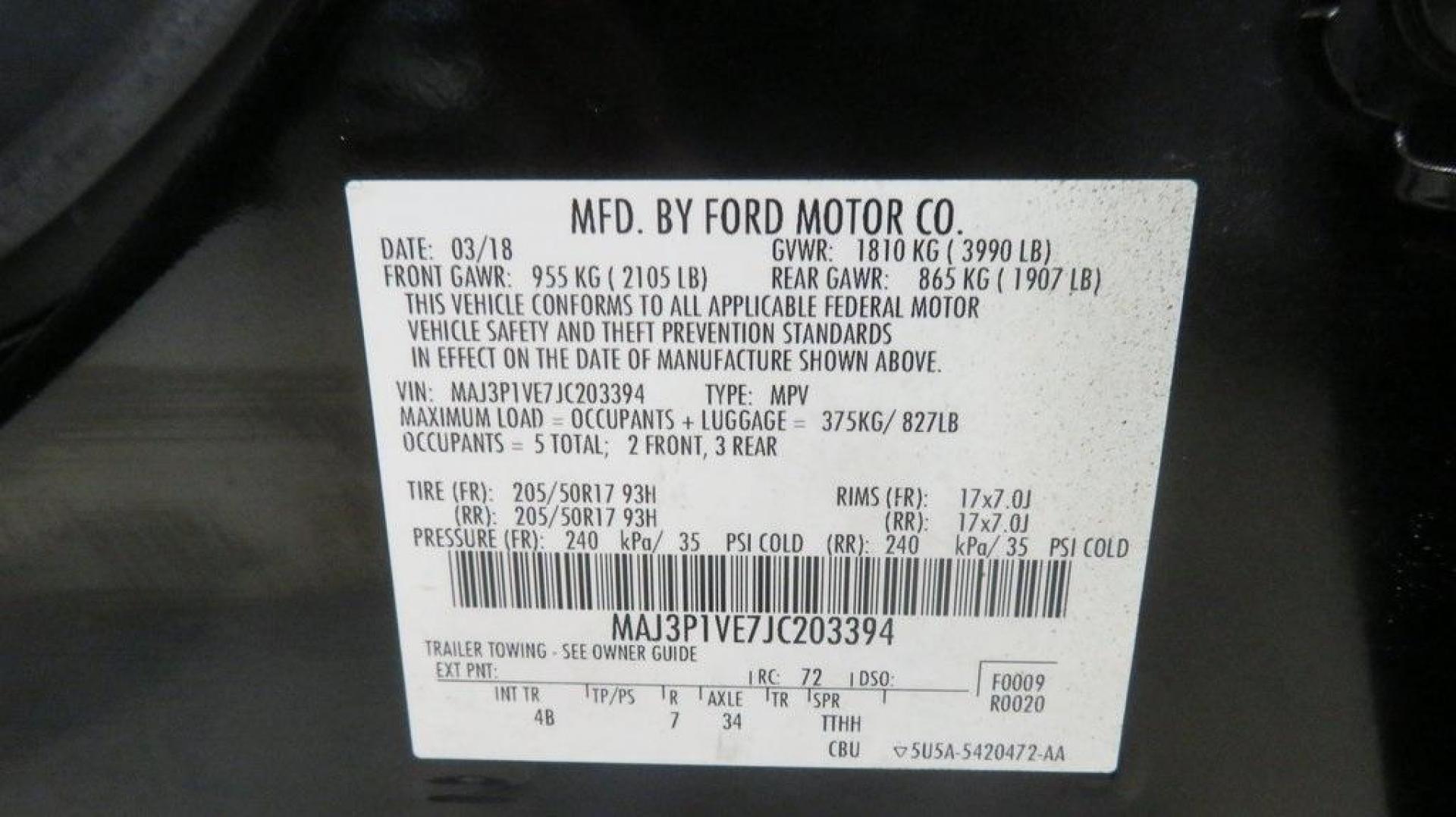 2018 Shadow Black /Black Ford EcoSport Titanium (MAJ3P1VE7JC) with an EcoBoost 1.0L I3 GTDi DOHC Turbocharged VCT engine, Automatic transmission, located at 15300 Midway Rd., Addison, TX, 75001, (972) 702-0011, 32.958321, -96.838074 - Photo#29
