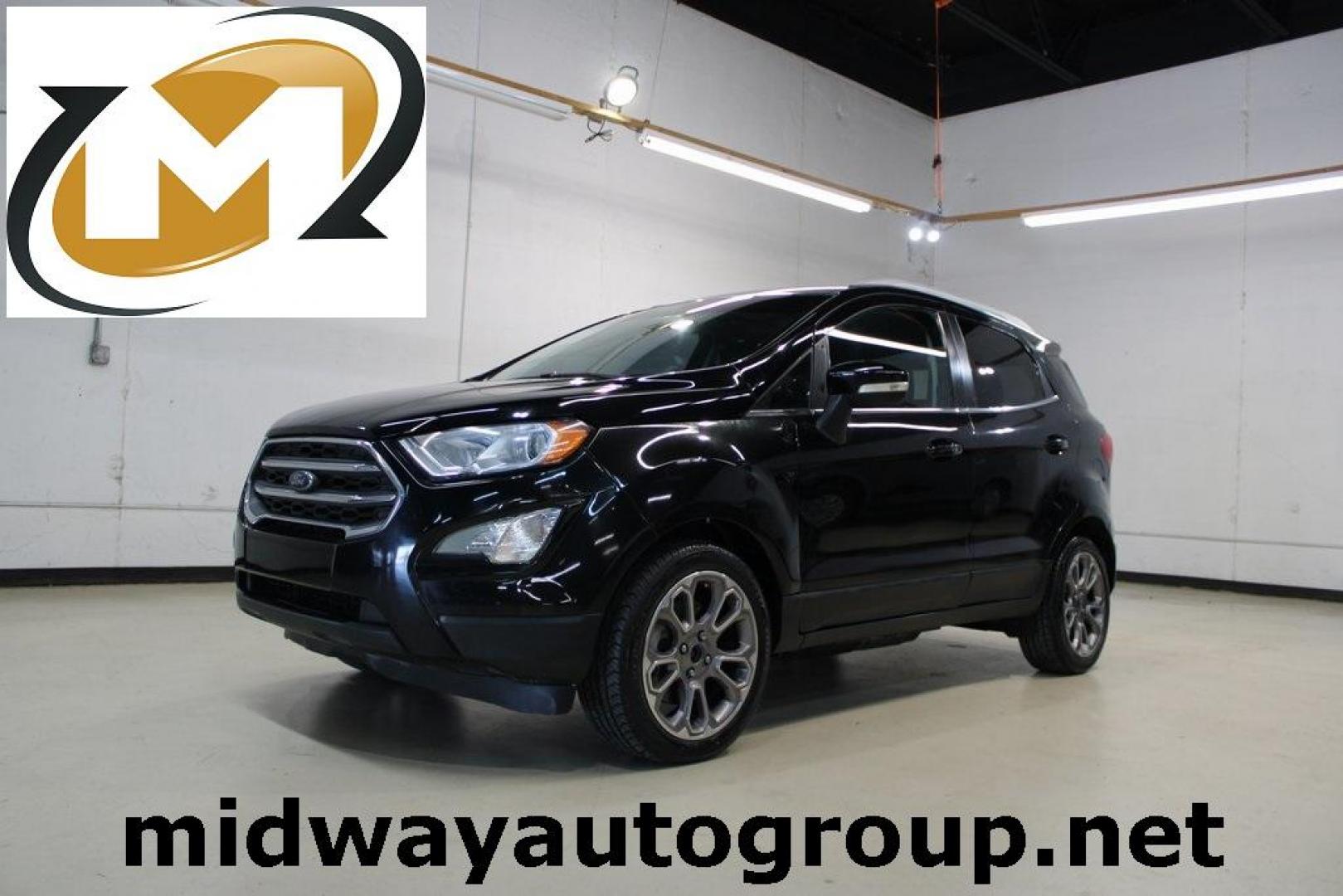 2018 Shadow Black /Black Ford EcoSport Titanium (MAJ3P1VE7JC) with an EcoBoost 1.0L I3 GTDi DOHC Turbocharged VCT engine, Automatic transmission, located at 15300 Midway Rd., Addison, TX, 75001, (972) 702-0011, 32.958321, -96.838074 - Introducing the 2018 Ford EcoSport SE, now available at Midway Auto Group in Addison, Texas. This compact SUV seamlessly blends efficiency, versatility, and modern features, making it an excellent choice for urban commutes and weekend adventures alike.<br><br>Key Features:<br><br>Engine: 1.0L EcoBoo - Photo#0