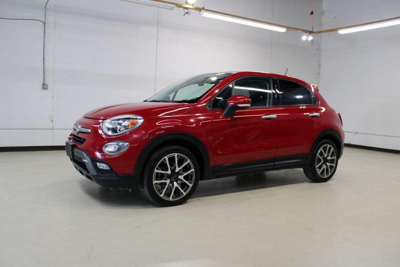 2017 Rosso Passione (Red Hypnotique Clear Coat) /Black Fiat 500X Trekking (ZFBCFXCB2HP) with an 2.4L I4 MultiAir engine, Automatic transmission, located at 15300 Midway Rd., Addison, TX, 75001, (972) 702-0011, 32.958321, -96.838074 - Photo#4