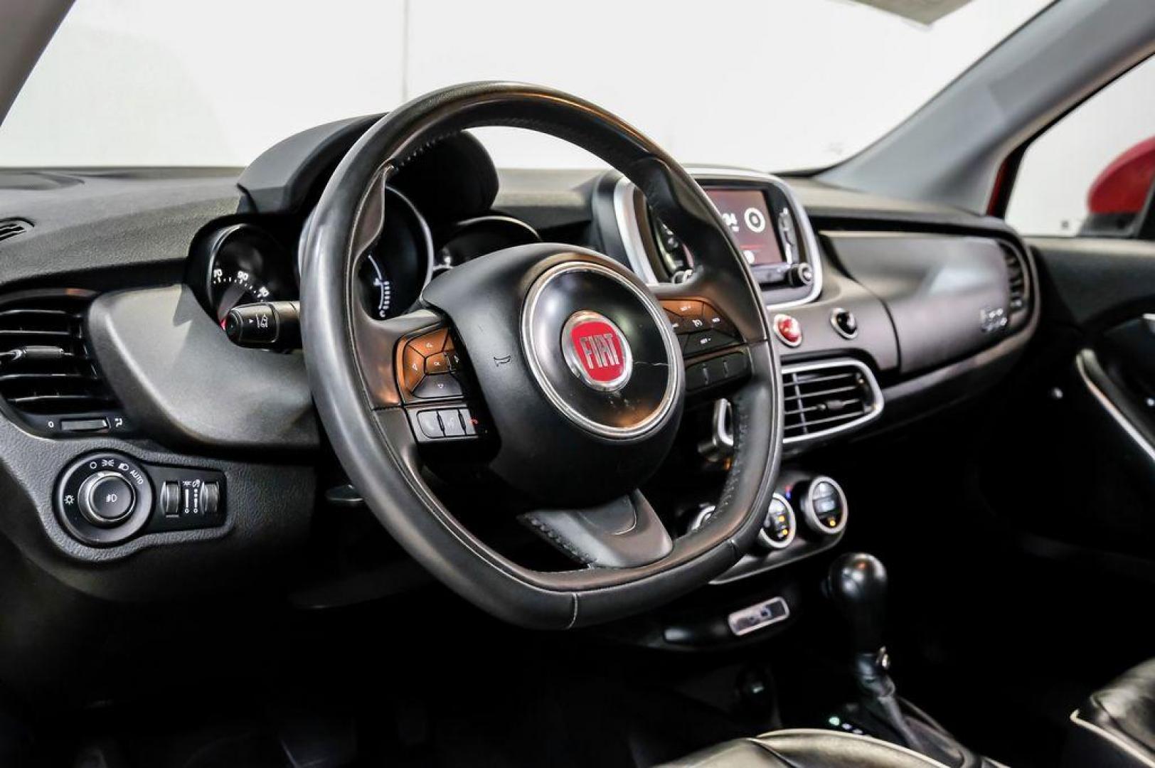 2017 Rosso Passione (Red Hypnotique Clear Coat) /Black Fiat 500X Trekking (ZFBCFXCB2HP) with an 2.4L I4 MultiAir engine, Automatic transmission, located at 15300 Midway Rd., Addison, TX, 75001, (972) 702-0011, 32.958321, -96.838074 - Photo#14