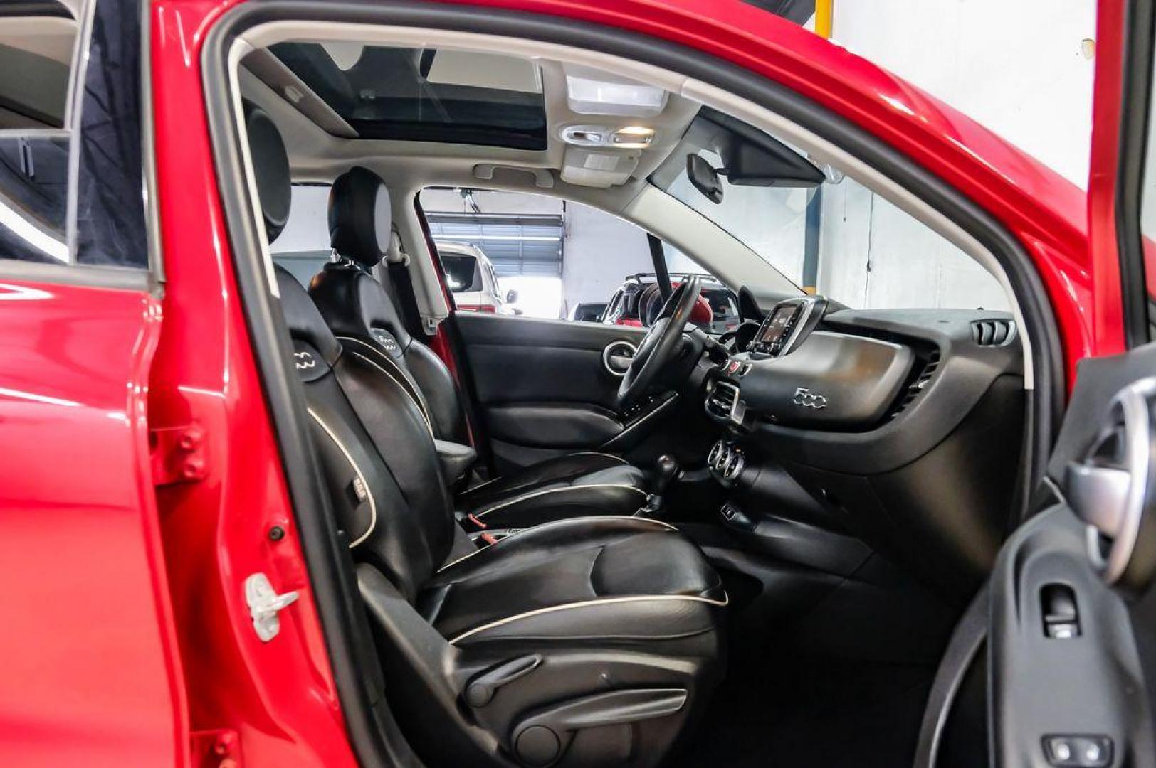 2017 Rosso Passione (Red Hypnotique Clear Coat) /Black Fiat 500X Trekking (ZFBCFXCB2HP) with an 2.4L I4 MultiAir engine, Automatic transmission, located at 15300 Midway Rd., Addison, TX, 75001, (972) 702-0011, 32.958321, -96.838074 - Photo#33