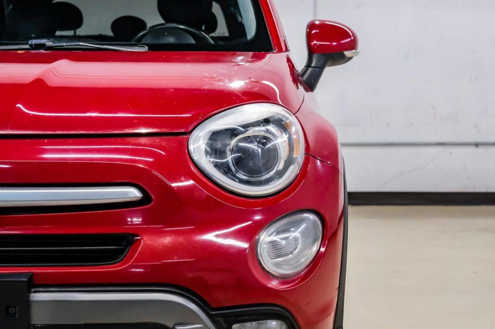 2017 Rosso Passione (Red Hypnotique Clear Coat) /Black Fiat 500X Trekking (ZFBCFXCB2HP) with an 2.4L I4 MultiAir engine, Automatic transmission, located at 15300 Midway Rd., Addison, TX, 75001, (972) 702-0011, 32.958321, -96.838074 - Photo#46