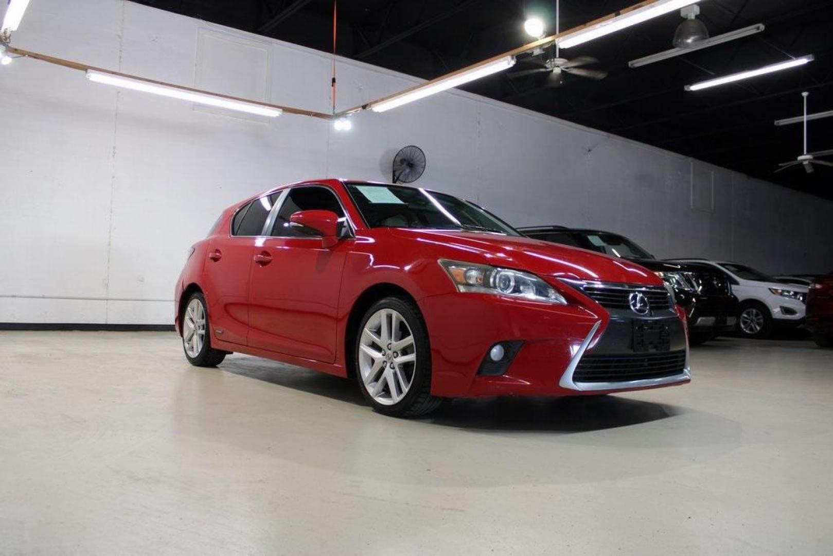 2014 Red /Flaxen Lexus CT 200h (JTHKD5BH8E2) with an 1.8L 4-Cylinder DOHC 16V VVT-i engine, CVT transmission, located at 15300 Midway Rd., Addison, TX, 75001, (972) 702-0011, 32.958321, -96.838074 - Introducing the 2014 Lexus CT 200h, now available at Midway Auto Group in Addison, Texas. This luxury compact hatchback seamlessly combines eco-friendly performance with refined styling, offering an exceptional driving experience for those who value efficiency without compromising on sophistication. - Photo#1