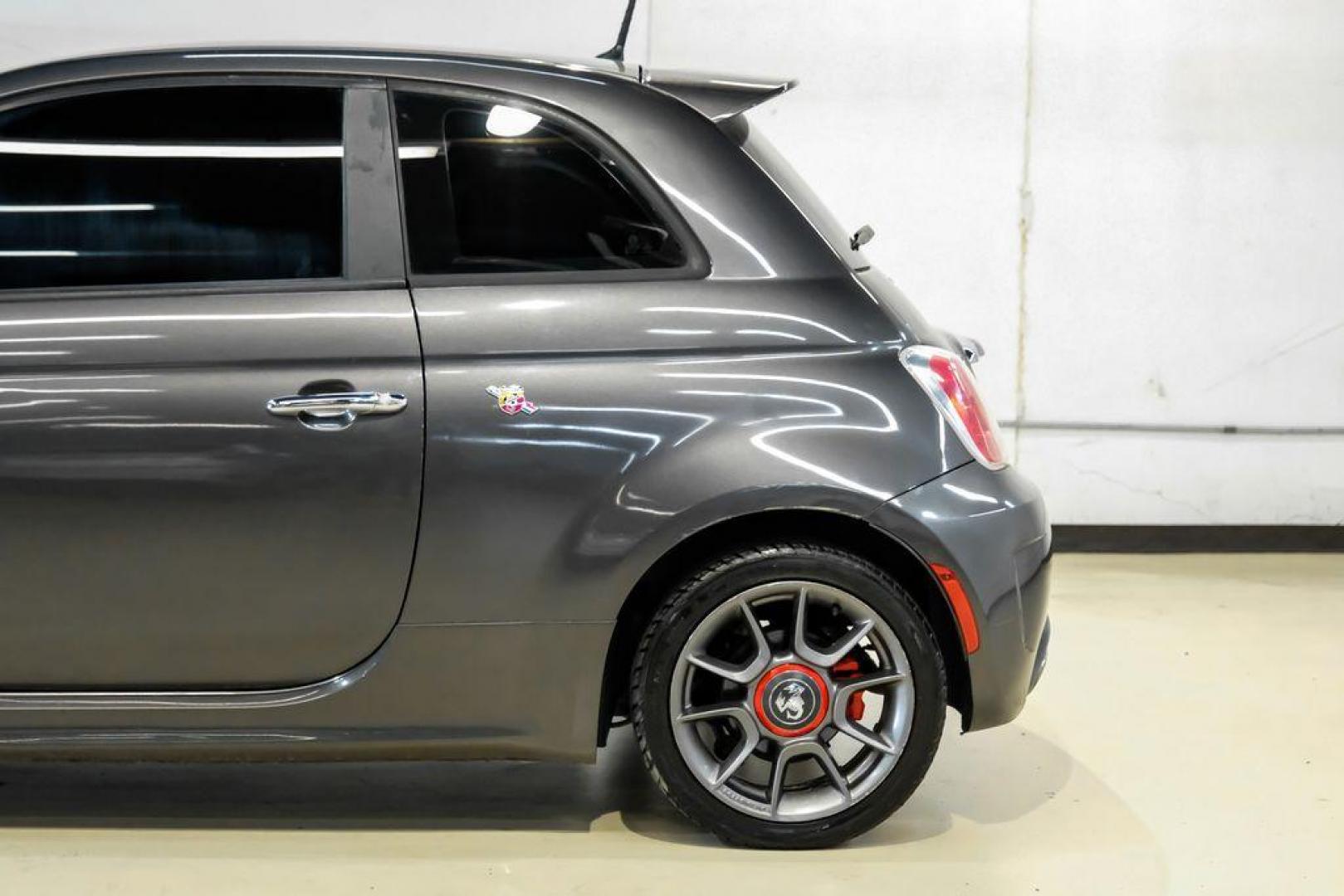 2015 Granito Lucente (Granite Crystal) /Black Fiat 500 Abarth (3C3CFFFH5FT) with an 1.4L I4 16V MultiAir Turbocharged engine, Automatic transmission, located at 15300 Midway Rd., Addison, TX, 75001, (972) 702-0011, 32.958321, -96.838074 - Photo#12