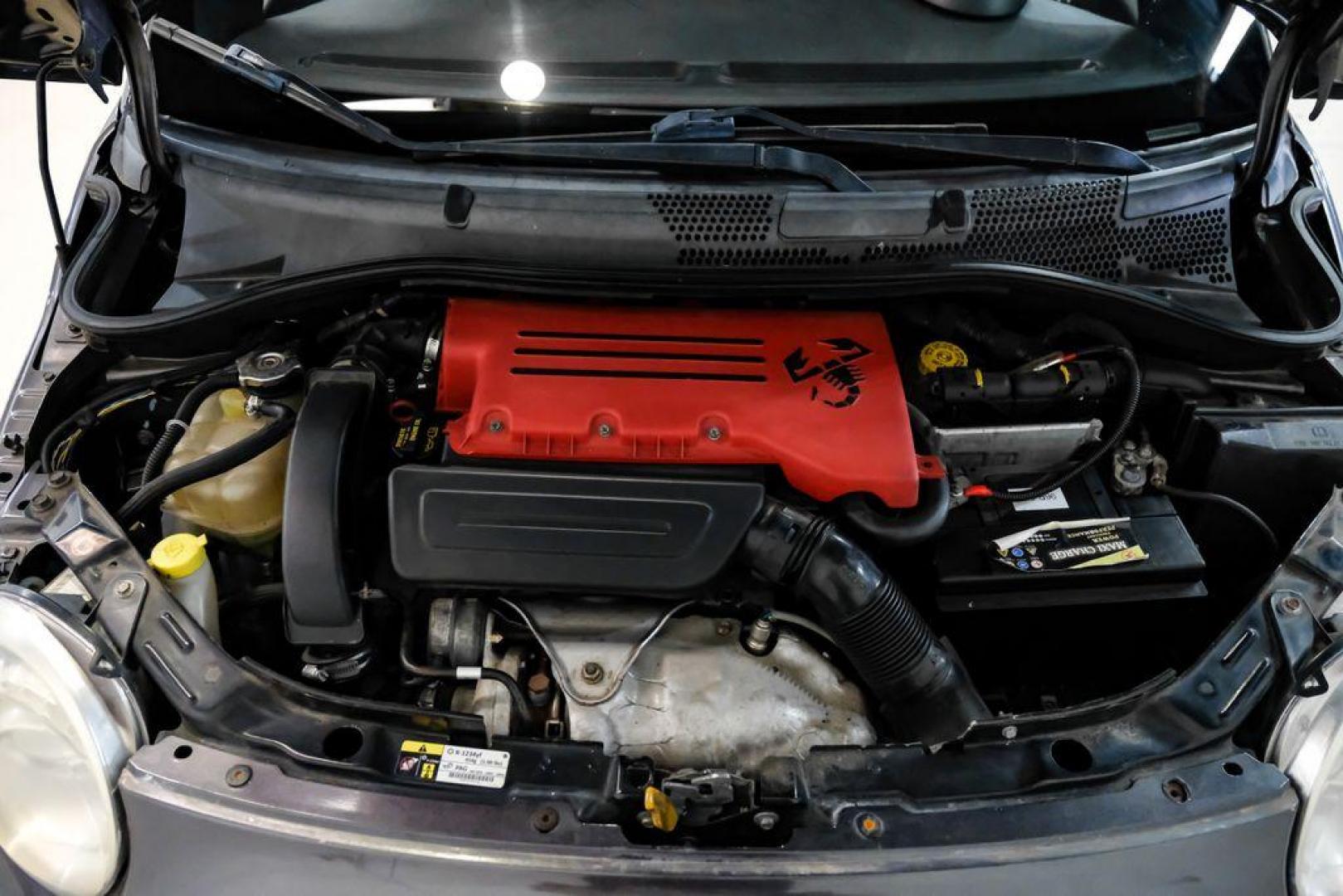 2015 Granito Lucente (Granite Crystal) /Black Fiat 500 Abarth (3C3CFFFH5FT) with an 1.4L I4 16V MultiAir Turbocharged engine, Automatic transmission, located at 15300 Midway Rd., Addison, TX, 75001, (972) 702-0011, 32.958321, -96.838074 - Photo#37