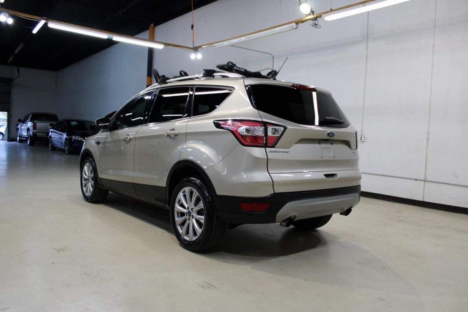 2017 White Gold /Charcoal Black Ford Escape Titanium (1FMCU0J91HU) with an EcoBoost 2.0L I4 GTDi DOHC Turbocharged VCT engine, Automatic transmission, located at 15300 Midway Rd., Addison, TX, 75001, (972) 702-0011, 32.958321, -96.838074 - Photo#3