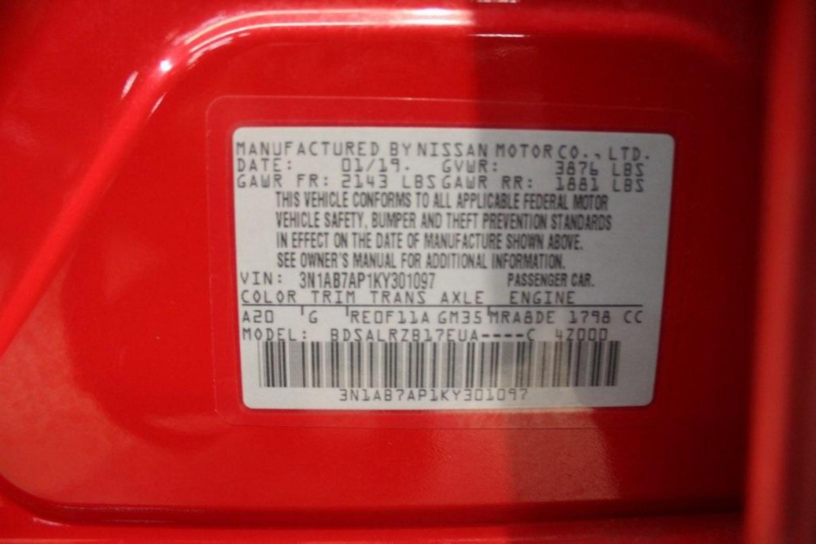 2019 Red Alert /Charcoal Nissan Sentra SR (3N1AB7AP1KY) with an 1.8L 4-Cylinder DOHC 16V engine, CVT transmission, located at 15300 Midway Rd., Addison, TX, 75001, (972) 702-0011, 32.958321, -96.838074 - HOME OF THE NO HAGGLE PRICE - WHOLESALE PRICES TO THE PUBLIC!! Sentra SR, 4D Sedan, 1.8L 4-Cylinder DOHC 16V, CVT with Xtronic, FWD, Red Alert, Charcoal Cloth.<br><br>Red Alert 2019 Nissan Sentra SR<br><br>29/37 City/Highway MPG<br><br><br>At Midway Auto Group, we strive to provide you with the best - Photo#26