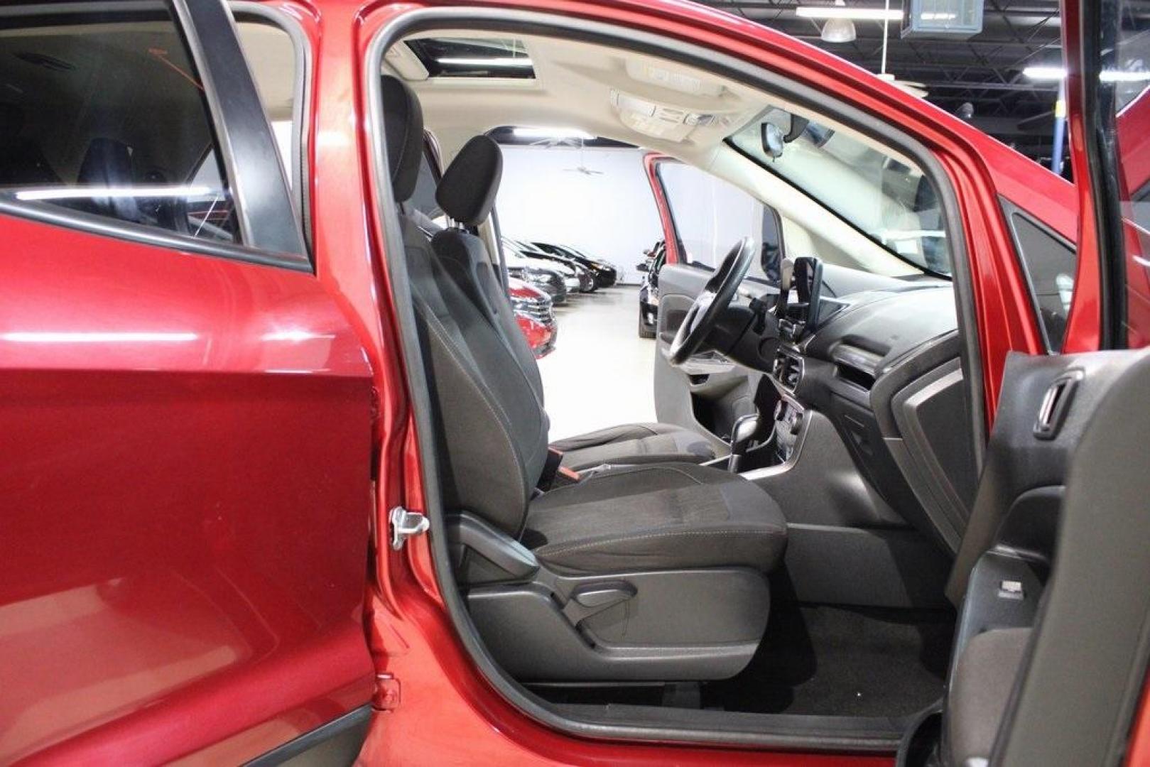 2021 Ruby Red /Ebony Black Ford EcoSport SE (MAJ3S2GE7MC) with an EcoBoost 1.0L I3 GTDi DOHC Turbocharged VCT engine, Automatic transmission, located at 15300 Midway Rd., Addison, TX, 75001, (972) 702-0011, 32.958321, -96.838074 - Introducing the 2021 Ford EcoSport SE, now available at Midway Auto Group in Addison, Texas. This compact SUV offers a perfect blend of efficiency, versatility, and modern features, making it an ideal choice for both city commutes and weekend adventures.<br><br>Key Features:<br><br>Engine: 1.0L EcoB - Photo#14