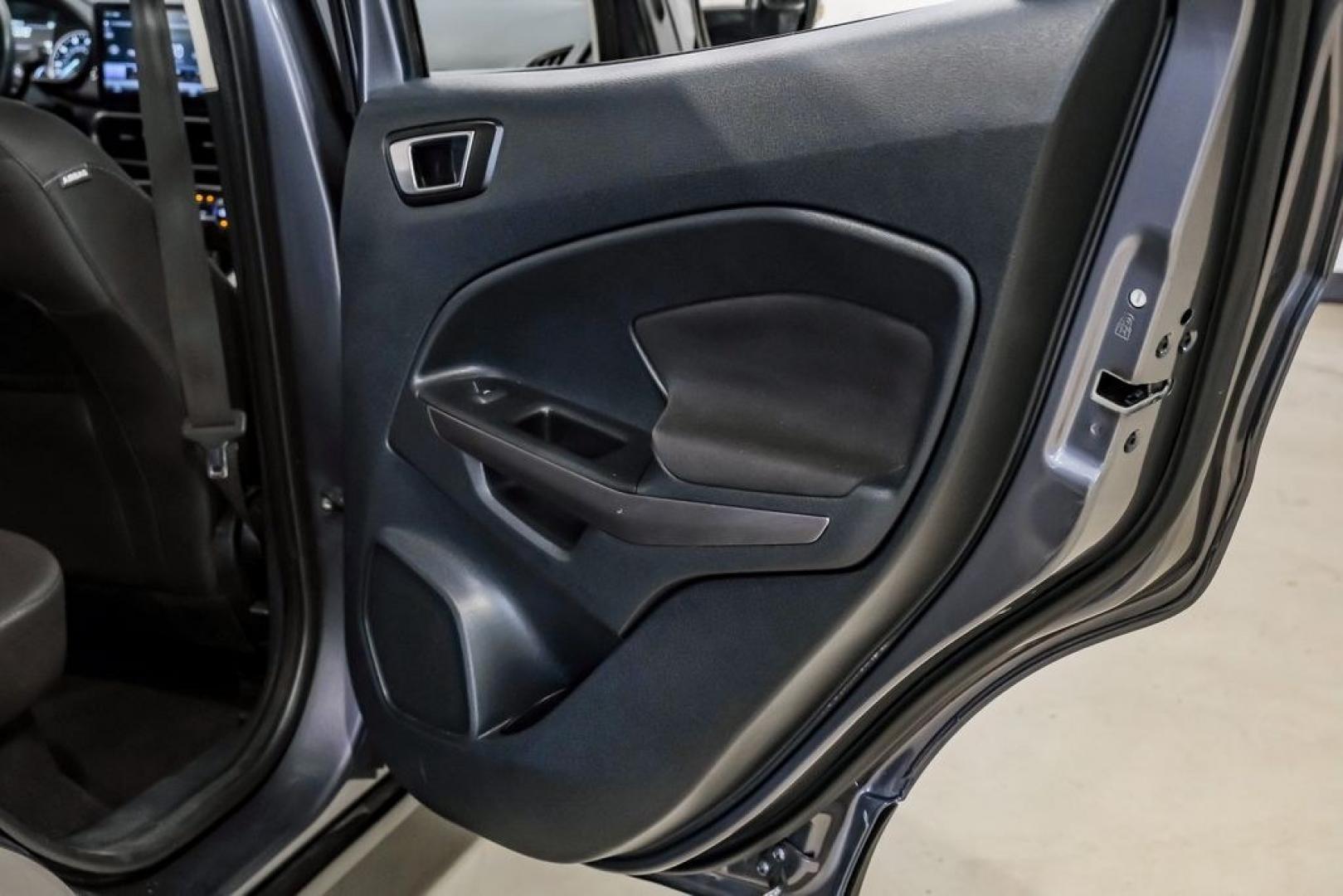 2019 Smoke Metallic /Black Ford EcoSport SE (MAJ3S2GE4KC) with an EcoBoost 1.0L I3 GTDi DOHC Turbocharged VCT engine, Automatic transmission, located at 15300 Midway Rd., Addison, TX, 75001, (972) 702-0011, 32.958321, -96.838074- Photo#45