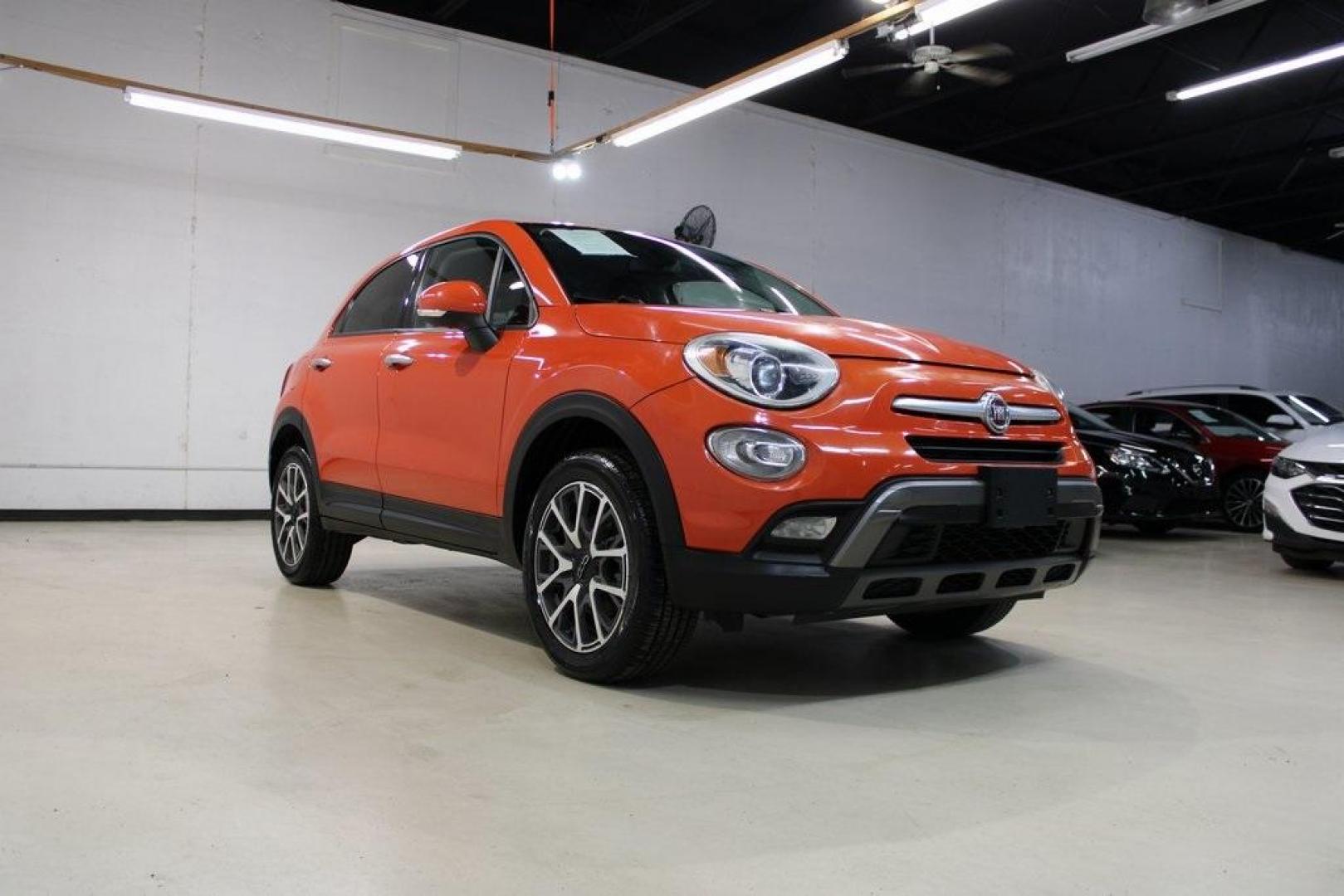 2016 Arancio (Orange) /Brown Fiat 500X Trekking Plus (ZFBCFYET8GP) with an 2.4L I4 MultiAir engine, Automatic transmission, located at 15300 Midway Rd., Addison, TX, 75001, (972) 702-0011, 32.958321, -96.838074 - Midway Auto Group in Addison, TX, is pleased to offer this 2016 Fiat 500X Trekking Plus, a subcompact crossover that combines Italian design flair with versatile functionality.<br><br>Key Features:<br><br>Engine and Performance: Powered by a 2.4-liter Tigershark MultiAir 2 inline-4 engine deliveri - Photo#1