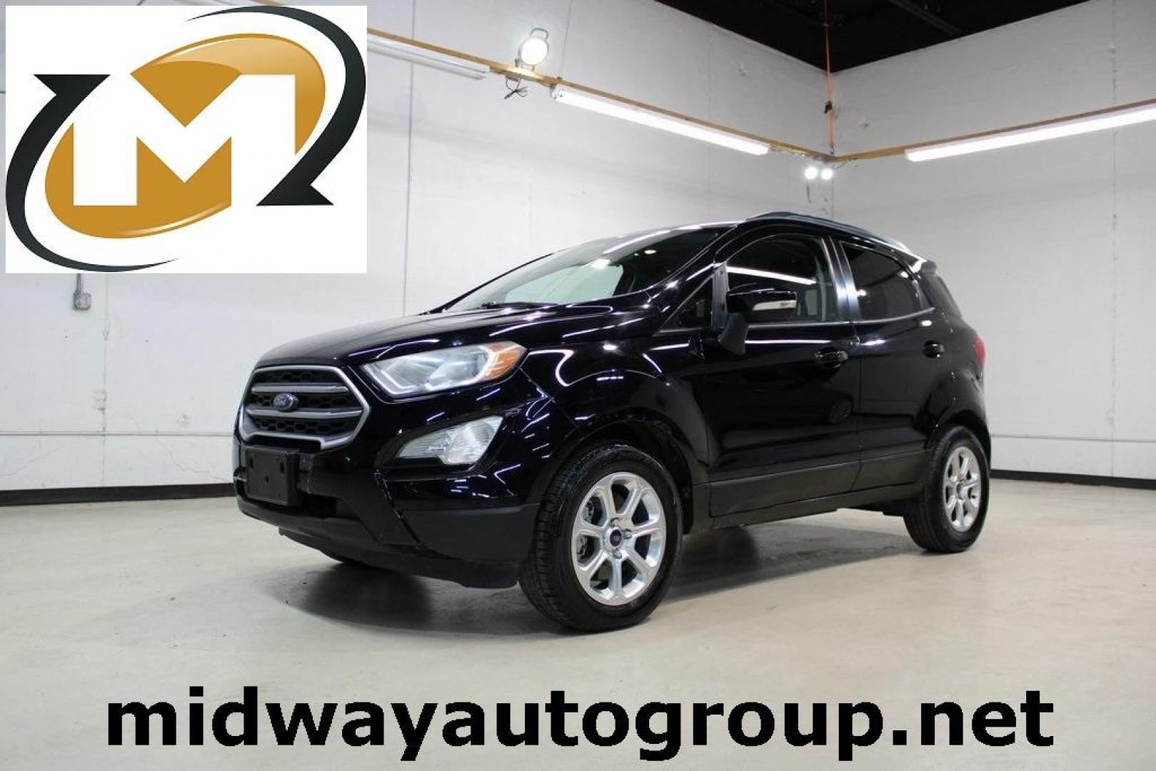 2018 Shadow Black /Ebony Black Ford EcoSport SE (MAJ3P1TE1JC) with an EcoBoost 1.0L I3 GTDi DOHC Turbocharged VCT engine, Automatic transmission, located at 15300 Midway Rd., Addison, TX, 75001, (972) 702-0011, 32.958321, -96.838074 - Midway Auto Group in Addison, TX, is excited to present this 2018 Ford EcoSport SE, a compact SUV that combines versatility, efficiency, and modern features to enhance your driving experience.<br><br>Key Features:<br><br>Engine and Performance: Powered by a 1.0-liter EcoBoost turbocharged engine, - Photo#0
