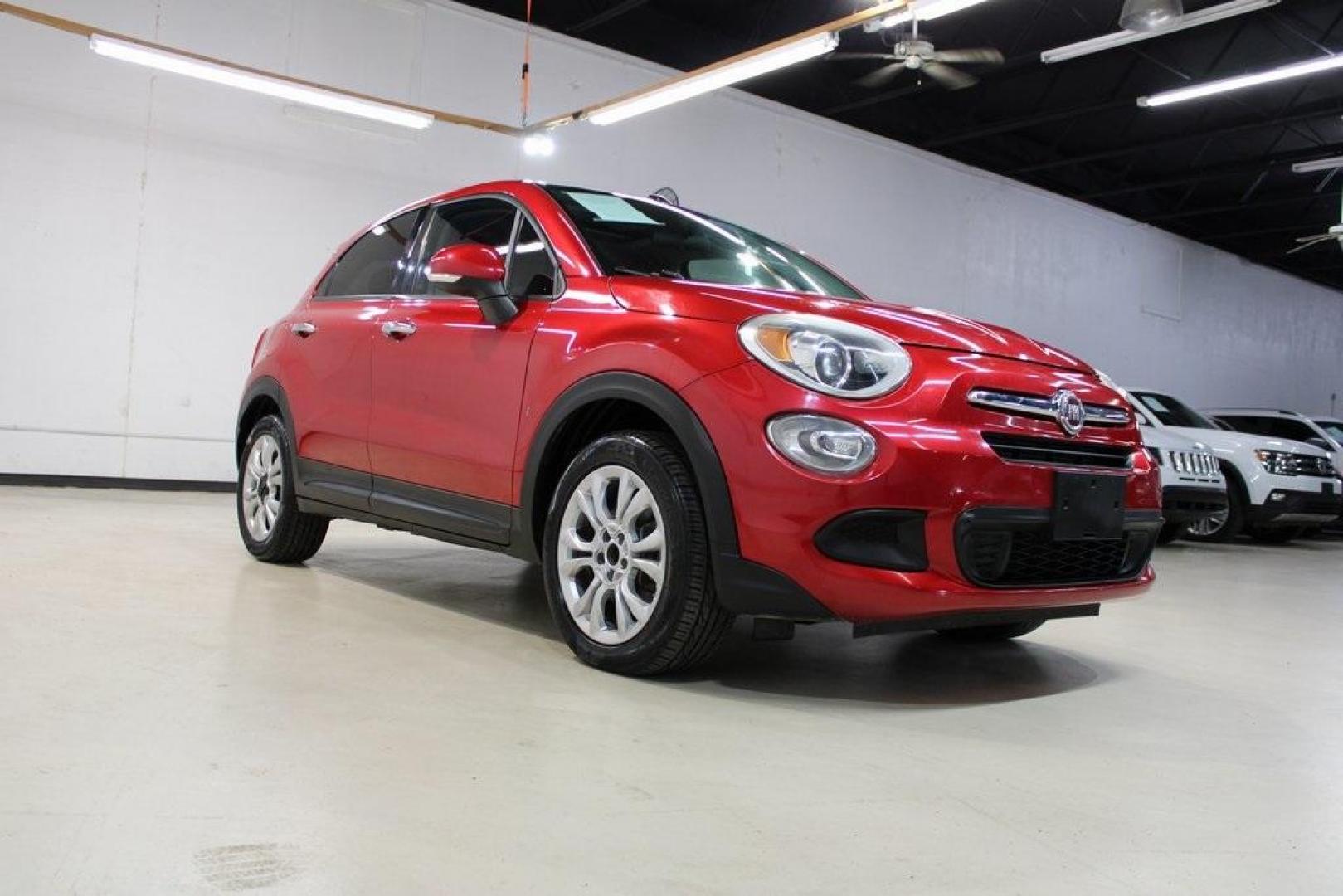 2016 Rosso Amore (Red Tri-Coat) /Black/Red Fiat 500X Easy (ZFBCFXBT3GP) with an 2.4L I4 MultiAir engine, Automatic transmission, located at 15300 Midway Rd., Addison, TX, 75001, (972) 702-0011, 32.958321, -96.838074 - Introducing the 2016 Fiat 500X Easy, now available at Midway Auto Group in Addison, Texas. With 83,093 miles on the odometer and priced at $8,950, this compact crossover combines Italian flair with practical functionality. <br><br>Key Features:<br><br>Engine: 1.4L MultiAir Turbocharged I4<br><br>Tra - Photo#1
