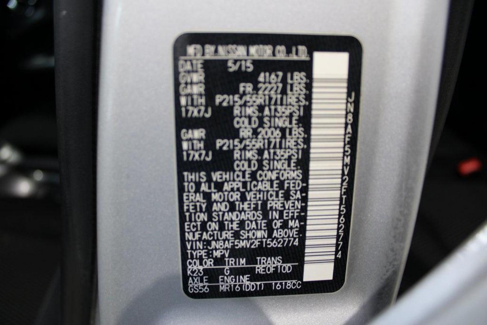 2015 Brilliant Silver /Black Nissan Juke S (JN8AF5MV2FT) with an 1.6L I4 DOHC 16V engine, CVT transmission, located at 15300 Midway Rd., Addison, TX, 75001, (972) 702-0011, 32.958321, -96.838074 - Introducing the 2015 Nissan Juke SL AWD, now available at Midway Auto Group in Addison, Texas. This subcompact crossover combines distinctive styling with turbocharged performance and advanced features, making it an excellent choice for drivers seeking both flair and functionality.<br><br>Key Specif - Photo#29
