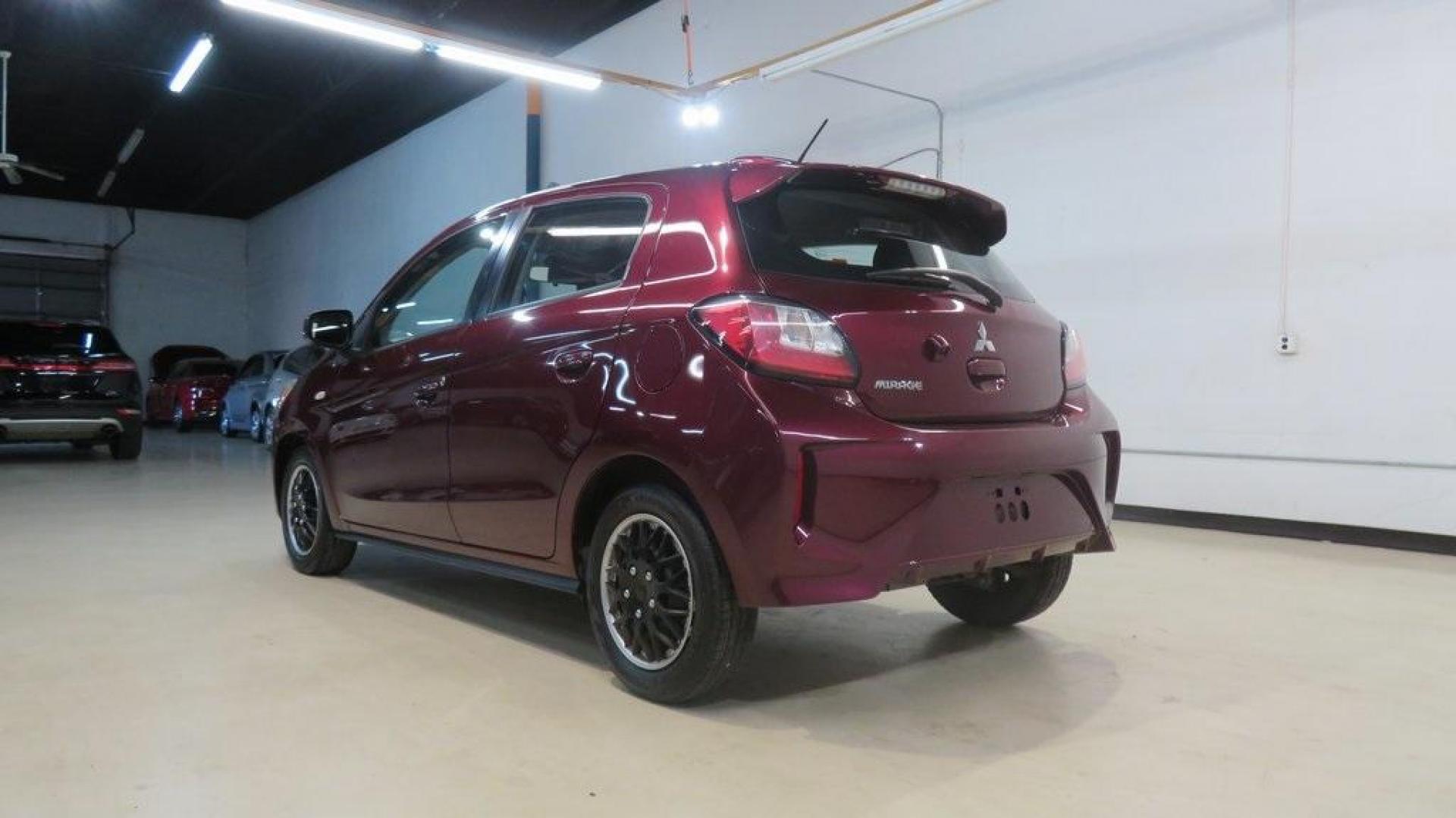 2021 Red /Black Mitsubishi Mirage ES (ML32AUHJ0MH) with an 1.2L 3-Cylinder DOHC MIVEC engine, CVT transmission, located at 15300 Midway Rd., Addison, TX, 75001, (972) 702-0011, 32.958321, -96.838074 - 2021 Mitsubishi Mirage SE<br>Now Available at Midway Auto Group Addison, Texas<br><br>Efficient, stylish, and packed with smart features, the 2021 Mitsubishi Mirage SE is the perfect choice for drivers seeking affordability without sacrificing comfort or convenience. Whether you're navigating the c - Photo#3