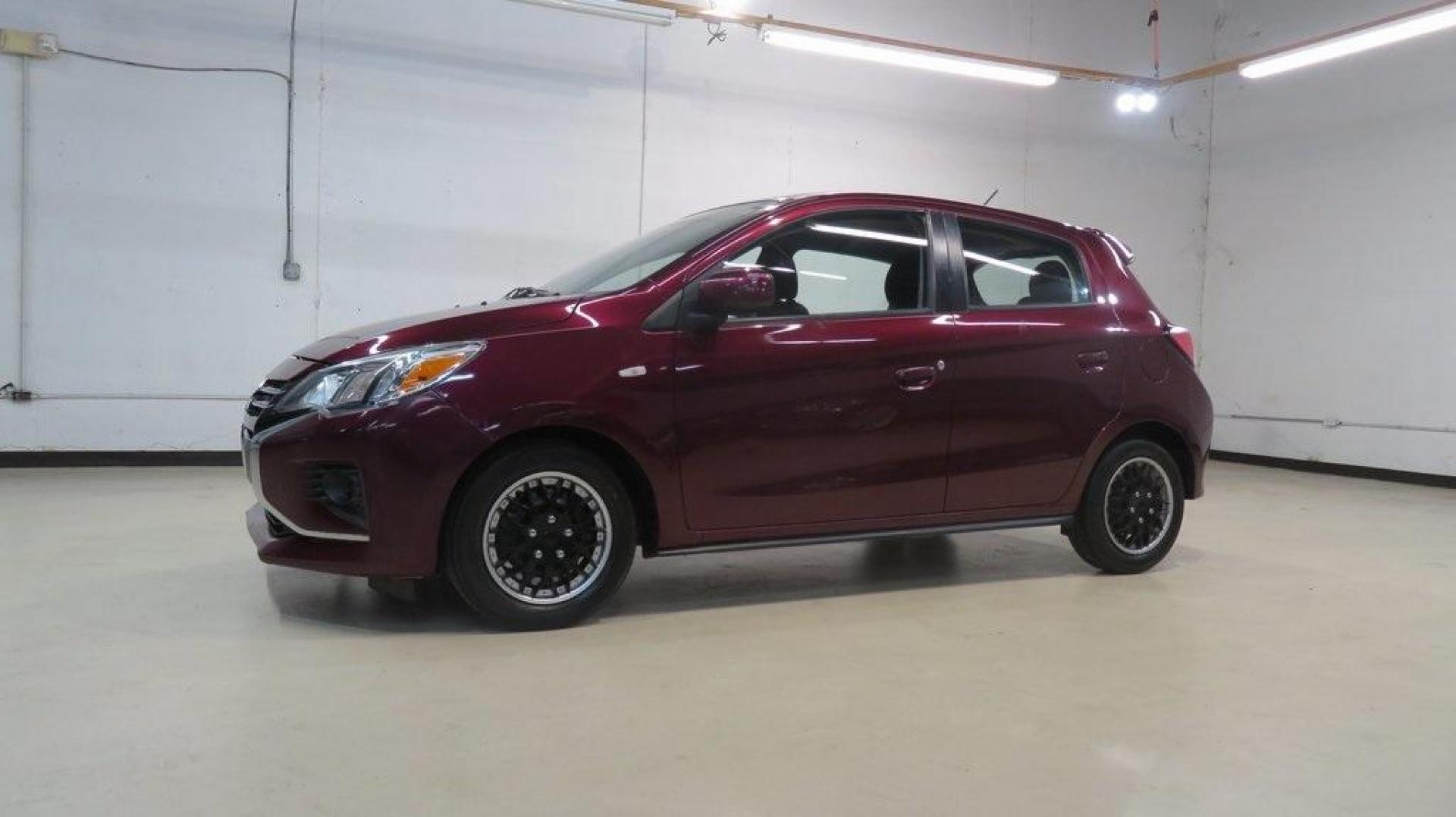 2021 Red /Black Mitsubishi Mirage ES (ML32AUHJ0MH) with an 1.2L 3-Cylinder DOHC MIVEC engine, CVT transmission, located at 15300 Midway Rd., Addison, TX, 75001, (972) 702-0011, 32.958321, -96.838074 - 2021 Mitsubishi Mirage SE<br>Now Available at Midway Auto Group Addison, Texas<br><br>Efficient, stylish, and packed with smart features, the 2021 Mitsubishi Mirage SE is the perfect choice for drivers seeking affordability without sacrificing comfort or convenience. Whether you're navigating the c - Photo#4