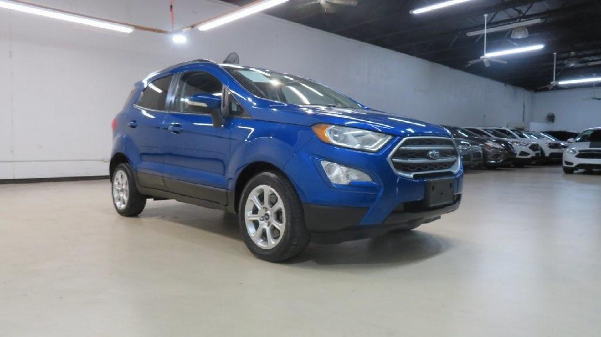 2018 Lightning Blue /Ebony Black Ford EcoSport SE (MAJ3P1TE7JC) with an EcoBoost 1.0L I3 GTDi DOHC Turbocharged VCT engine, Automatic transmission, located at 15300 Midway Rd., Addison, TX, 75001, (972) 702-0011, 32.958321, -96.838074 - 2018 Ford EcoSport SE<br>Now Available at Midway Auto Group Addison, Texas<br><br>Compact, capable, and loaded with tech, the 2018 Ford EcoSport SE is designed for today's active lifestyle. Perfectly sized for maneuvering through Addisons busy streets, yet comfortable enough for road trips across T - Photo#1