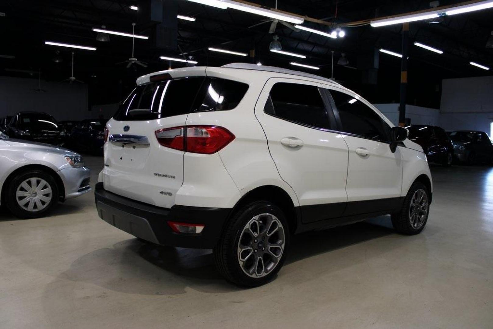 2020 Diamond White /Black Ford EcoSport Titanium (MAJ6S3KL0LC) with an 2.0L I4 Ti-VCT GDI engine, Automatic transmission, located at 15300 Midway Rd., Addison, TX, 75001, (972) 702-0011, 32.958321, -96.838074 - 2020 Ford EcoSport Titanium AWD<br>Now Available at Midway Auto Group Addison, Texas<br><br>Stylish, compact, and loaded with features, the 2020 Ford EcoSport Titanium AWD is the perfect SUV for drivers who want versatility, premium comfort, and all-weather capability. With its intelligent all-whee - Photo#2