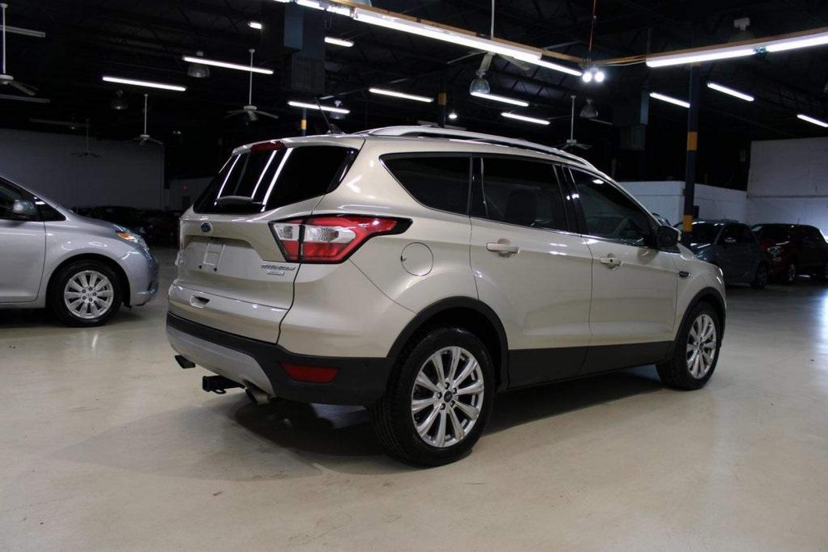 2018 White Gold /Medium Light Stone Ford Escape Titanium (1FMCU0J90JU) with an EcoBoost 2.0L I4 GTDi DOHC Turbocharged VCT engine, Automatic transmission, located at 15300 Midway Rd., Addison, TX, 75001, (972) 702-0011, 32.958321, -96.838074 - Photo#2