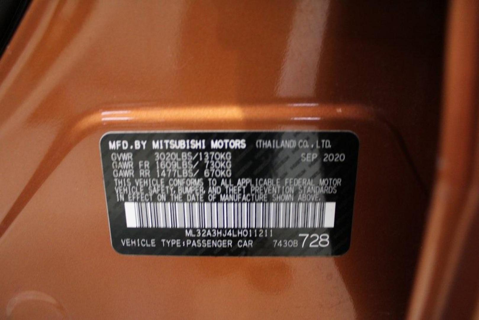 2020 Sunrise Orange Metallic /Black Mitsubishi Mirage ES (ML32A3HJ4LH) with an 1.2L 3-Cylinder DOHC MIVEC engine, CVT transmission, located at 15300 Midway Rd., Addison, TX, 75001, (972) 702-0011, 32.958321, -96.838074 - 2020 Mitsubishi Mirage ES<br>Now Available at Midway Auto Group Addison, Texas<br><br>Efficient, easy to maneuver, and surprisingly roomy, the 2020 Mitsubishi Mirage ES is a practical subcompact hatchback perfect for urban driving or budget-conscious commuters. With its impressive fuel economy and - Photo#22