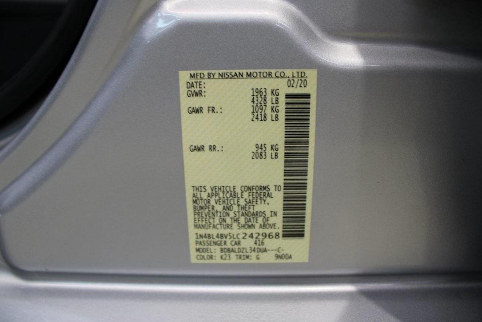 2020 Brilliant Silver Metallic /Charcoal Nissan Altima 2.5 S (1N4BL4BV5LC) with an 2.5L 4-Cylinder DOHC 16V engine, CVT transmission, located at 15300 Midway Rd., Addison, TX, 75001, (972) 702-0011, 32.958321, -96.838074 - Photo#28