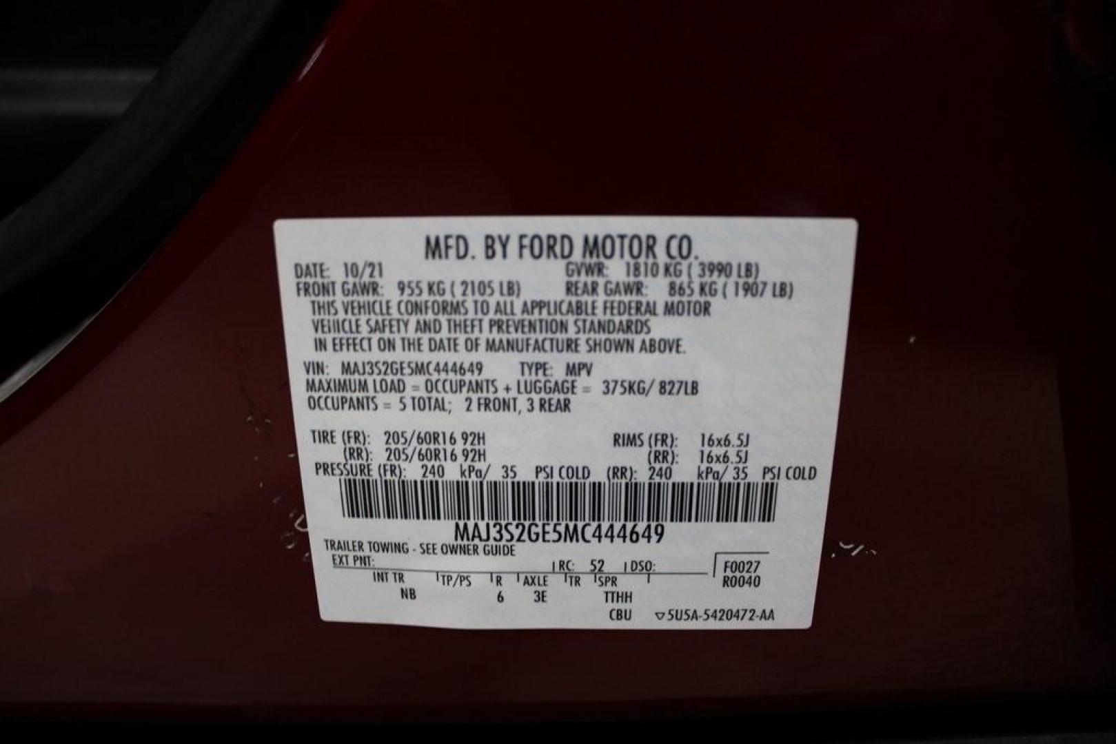 2021 Ruby Red Metallic Tinted Clearcoat /Ebony Black Ford EcoSport SE (MAJ3S2GE5MC) with an EcoBoost 1.0L I3 GTDi DOHC Turbocharged VCT engine, Automatic transmission, located at 15300 Midway Rd., Addison, TX, 75001, (972) 702-0011, 32.958321, -96.838074 - Photo#28