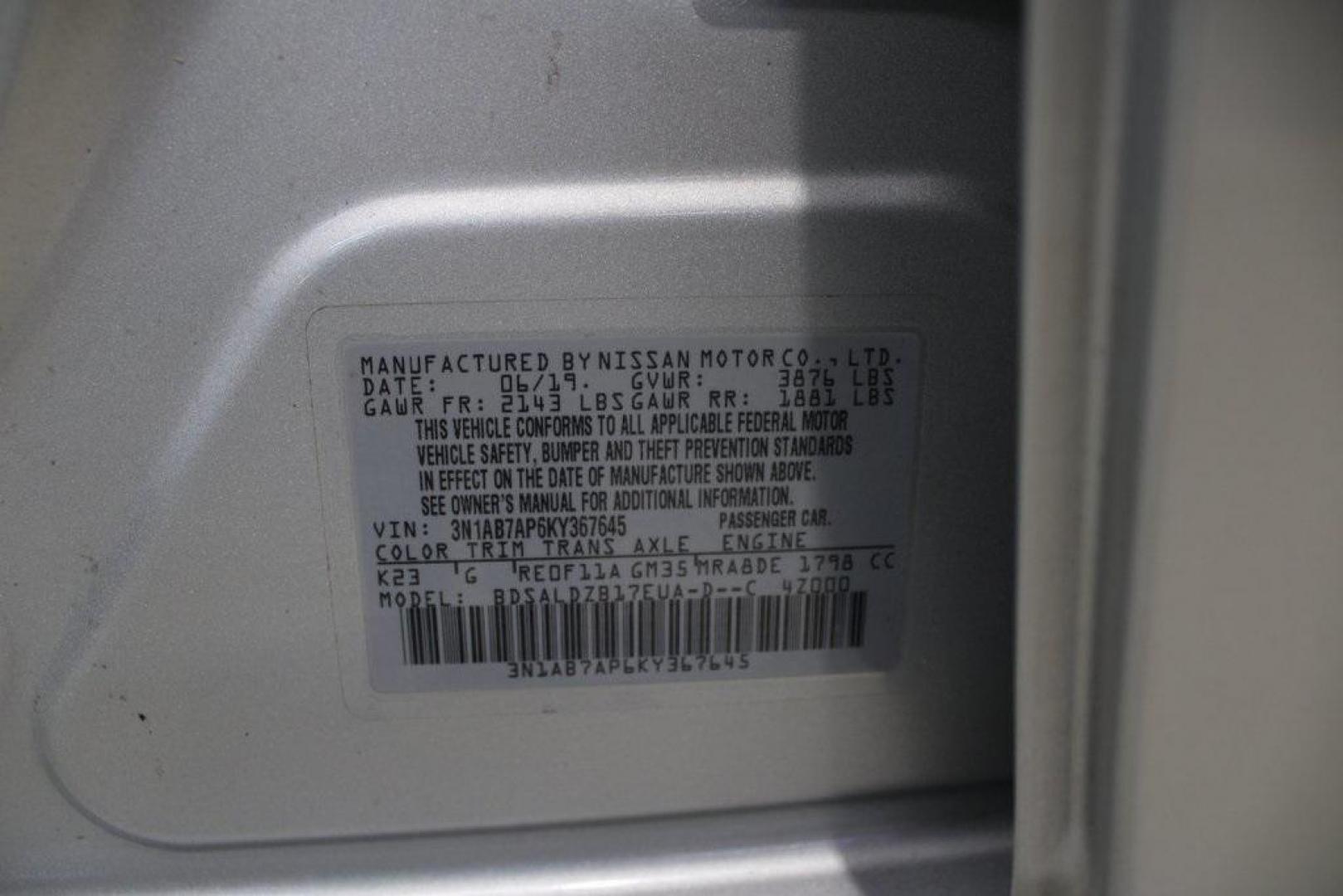 2019 Brilliant Silver Metallic /Charcoal Nissan Sentra SV (3N1AB7AP6KY) with an 1.8L 4-Cylinder DOHC 16V engine, CVT transmission, located at 15300 Midway Rd., Addison, TX, 75001, (972) 702-0011, 32.958321, -96.838074 - 2019 Nissan Sentra SV<br>Now Available at Midway Auto Group Addison, Texas<br><br>Efficient, reliable, and tech-savvythe 2019 Nissan Sentra SV is the perfect sedan for daily driving, weekend errands, and everything in between. With sleek styling, excellent fuel economy, and a comfortable interior p - Photo#25