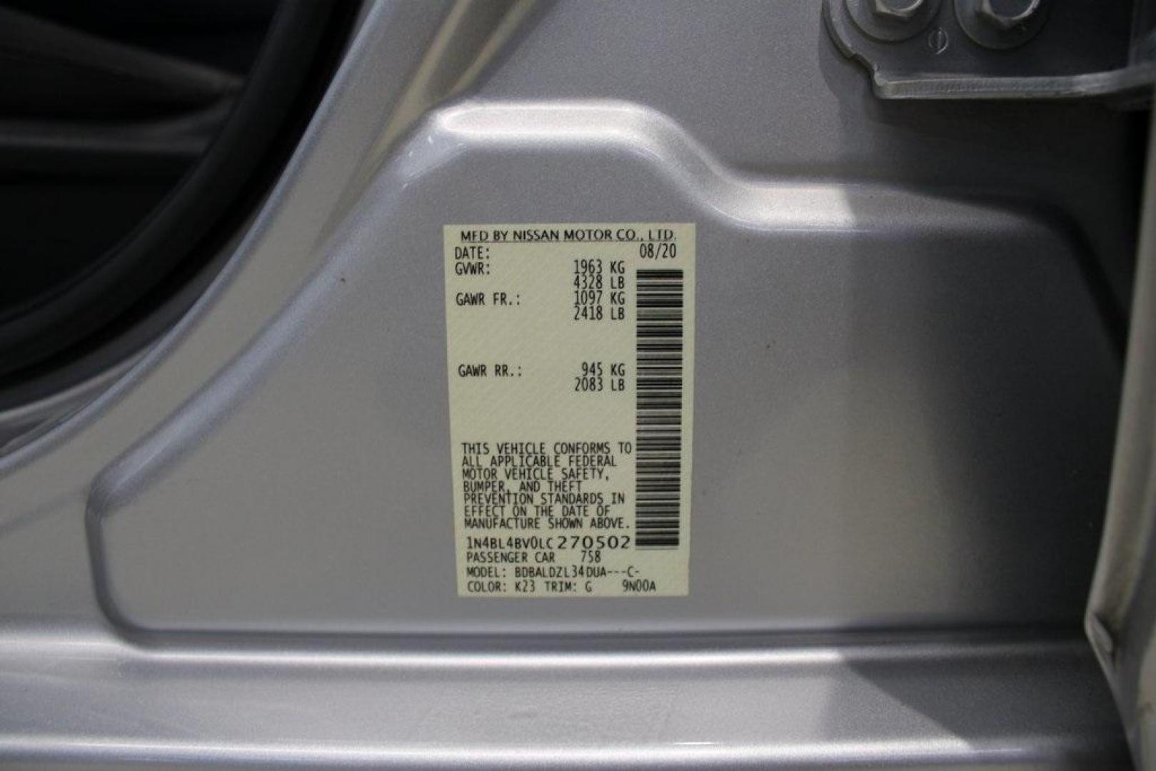 2020 Brilliant Silver Metallic /Charcoal Nissan Altima 2.5 S (1N4BL4BV0LC) with an 2.5L 4-Cylinder DOHC 16V engine, CVT transmission, located at 15300 Midway Rd., Addison, TX, 75001, (972) 702-0011, 32.958321, -96.838074 - 2020 Nissan Altima S<br>Now Available at Midway Auto Group Addison, Texas<br><br>The 2020 Nissan Altima S is a stylish, fuel-efficient midsize sedan designed to deliver a confident and comfortable driving experience. With its sleek exterior, modern tech features, and strong safety record, this Alti - Photo#27