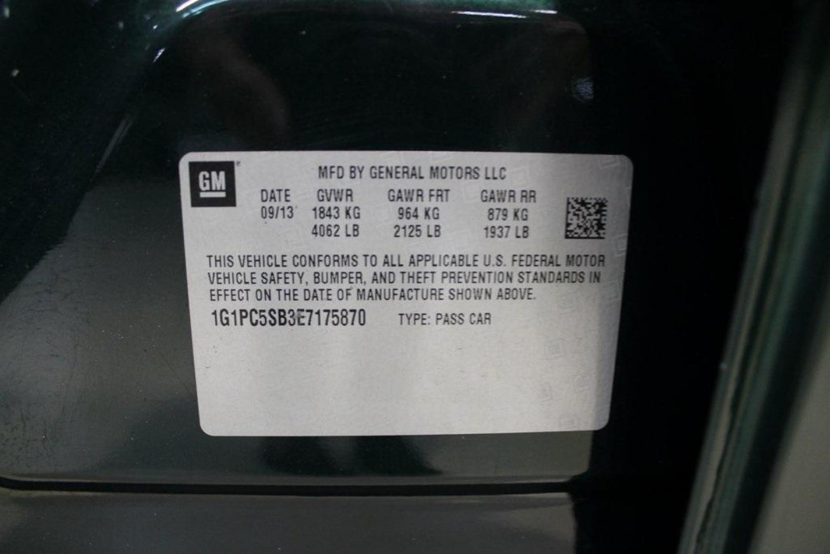 2014 Rainforest Green Metallic /Jet Black Chevrolet Cruze 1LT (1G1PC5SB3E7) with an ECOTEC 1.4L I4 SMPI DOHC Turbocharged VVT engine, Automatic transmission, located at 15300 Midway Rd., Addison, TX, 75001, (972) 702-0011, 32.958321, -96.838074 - Photo#20