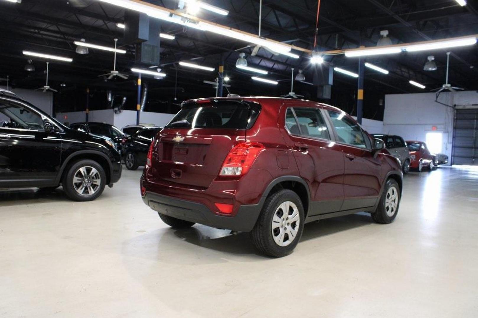2017 Crimson Metallic /Black Chevrolet Trax LS (3GNCJKSB0HL) with an ECOTEC 1.4L I4 SMPI DOHC Turbocharged VVT engine, Automatic transmission, located at 15300 Midway Rd., Addison, TX, 75001, (972) 702-0011, 32.958321, -96.838074 - Photo#2