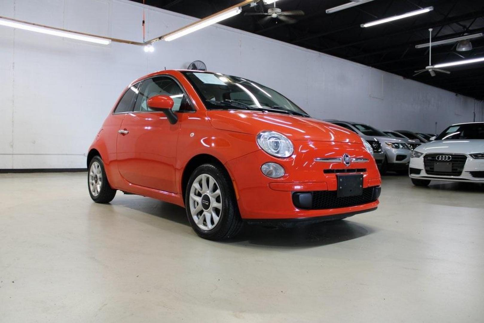 2017 Spitfire Orange /Avorio (Ivory) Fiat 500 Pop (3C3CFFKR4HT) with an 1.4L I4 16V MultiAir engine, Automatic transmission, located at 15300 Midway Rd., Addison, TX, 75001, (972) 702-0011, 32.958321, -96.838074 - Photo#1