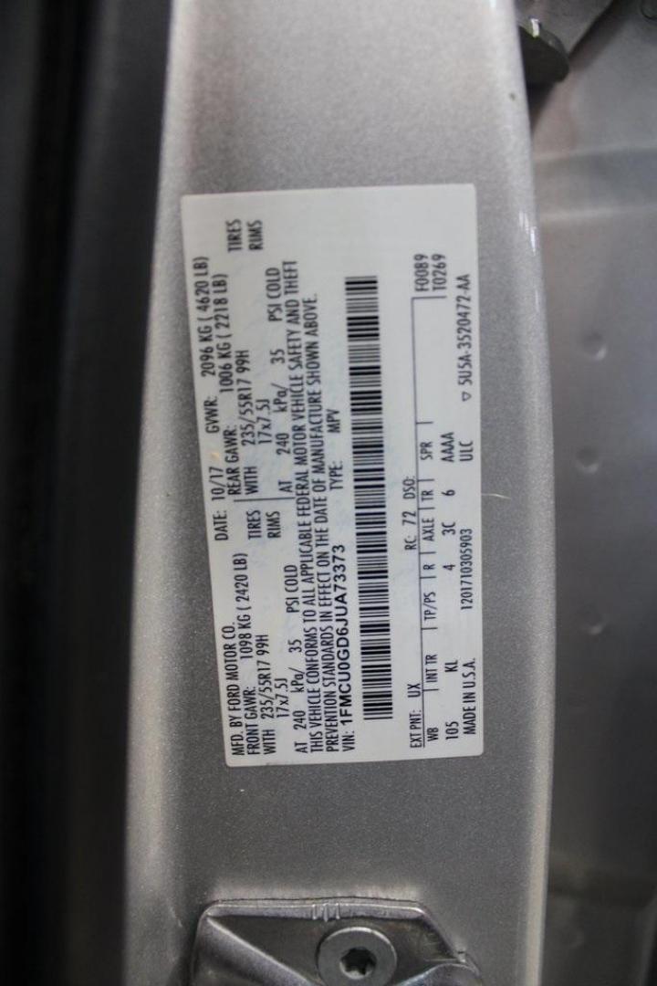 2018 Ingot Silver /Medium Light Stone Ford Escape SE (1FMCU0GD6JU) with an EcoBoost 2.0L I4 GTDi DOHC Turbocharged VCT engine, Automatic transmission, located at 15300 Midway Rd., Addison, TX, 75001, (972) 702-0011, 32.958321, -96.838074 - Photo#28