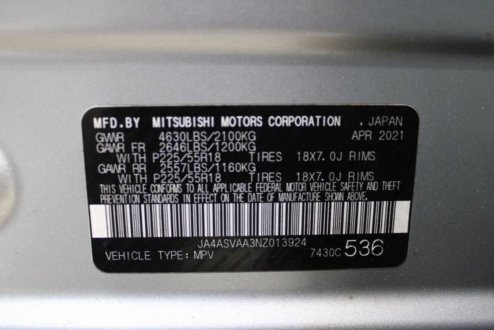 2022 Alloy Silver Metallic /Black Mitsubishi Eclipse Cross LE (JA4ASVAA3NZ) with an 1.5L I4 DI Turbocharged DOHC 16V LEV3-ULEV70 152hp engine, CVT transmission, located at 15300 Midway Rd., Addison, TX, 75001, (972) 702-0011, 32.958321, -96.838074 - Photo#26