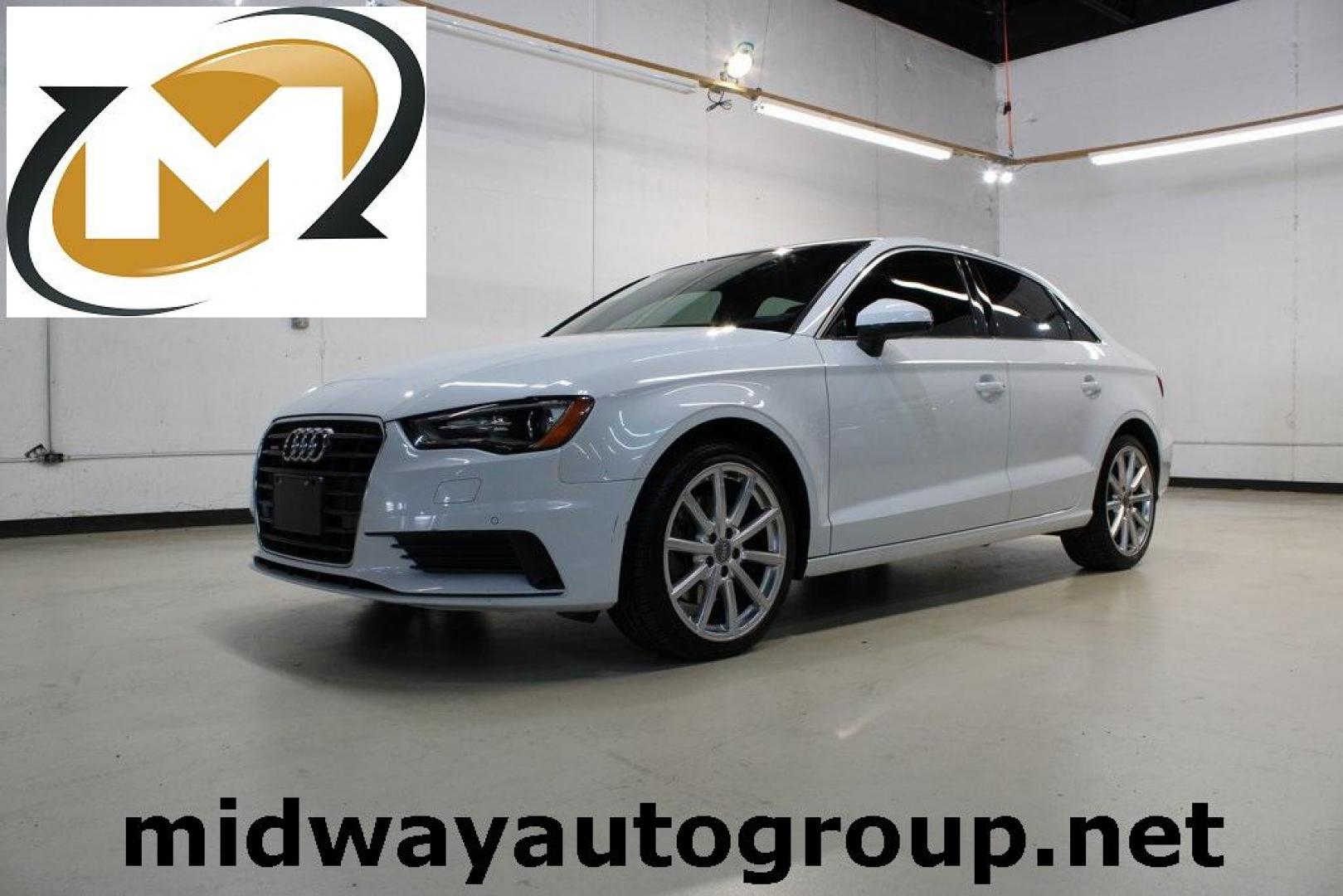 2015 Glacier White /Black Audi A3 2.0T Premium Plus (WAUEFGFF7F1) with an 2.0L 4-Cylinder TFSI engine, Automatic transmission, located at 15300 Midway Rd., Addison, TX, 75001, (972) 702-0011, 32.958321, -96.838074 - Photo#0