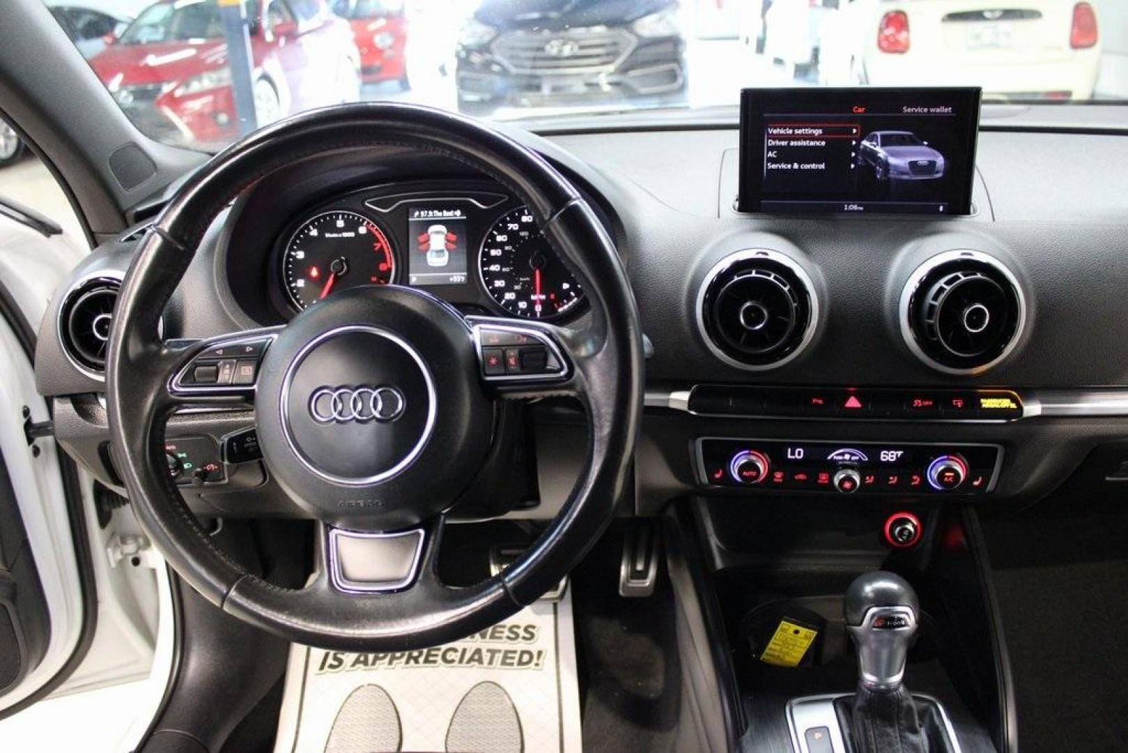 2015 Glacier White /Black Audi A3 2.0T Premium Plus (WAUEFGFF7F1) with an 2.0L 4-Cylinder TFSI engine, Automatic transmission, located at 15300 Midway Rd., Addison, TX, 75001, (972) 702-0011, 32.958321, -96.838074 - Photo#14