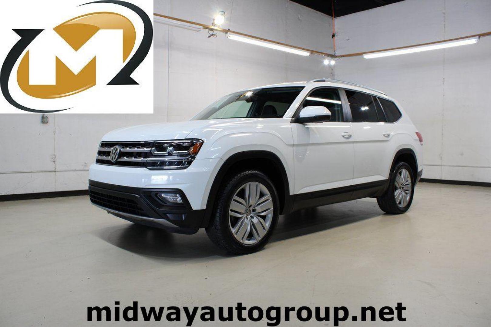 2019 Pure White /Titan Black Volkswagen Atlas 3.6L V6 SE (1V2WR2CA6KC) with an 3.6L VR6 engine, Automatic transmission, located at 15300 Midway Rd., Addison, TX, 75001, (972) 702-0011, 32.958321, -96.838074 - 2019 Volkswagen Atlas SE 4MOTION<br><br>Now Available at Midway Auto Group Addison, Texas<br><br>Spacious, powerful, and family-ready, the 2019 Volkswagen Atlas SE 4MOTION delivers three-row versatility with the confidence of Volkswagens all-wheel-drive system. With its roomy cabin, refined ride qu - Photo#0