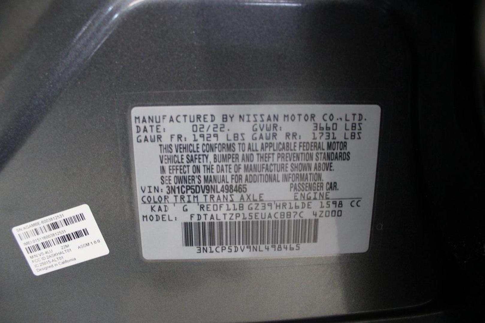 2022 Gun Metallic /Black Nissan Kicks SR (3N1CP5DV9NL) with an 1.6L 4-Cylinder DOHC 16V engine, CVT transmission, located at 15300 Midway Rd., Addison, TX, 75001, (972) 702-0011, 32.958321, -96.838074 - Photo#26