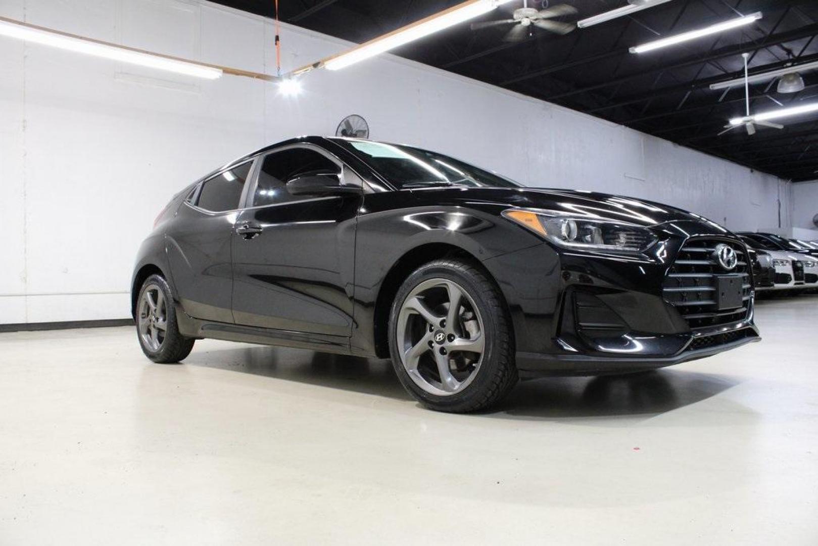 2019 Ultra Black Pearl /Black Hyundai Veloster 2.0 (KMHTG6AF1KU) with an 2.0L 4-Cylinder MPI DOHC engine, Automatic transmission, located at 15300 Midway Rd., Addison, TX, 75001, (972) 702-0011, 32.958321, -96.838074 - Photo#1