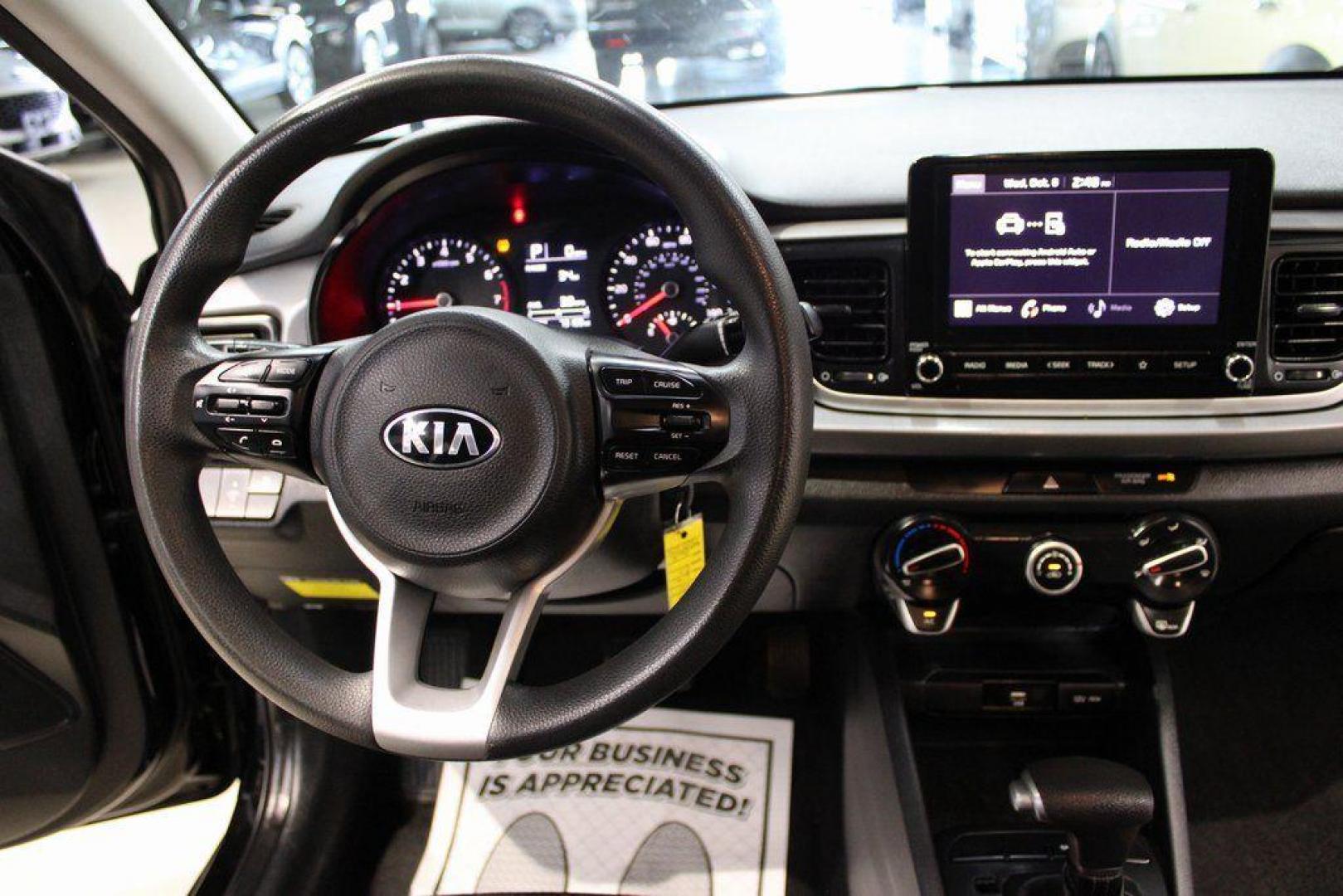 2021 Aurora Black /Black Kia Rio S (3KPA24AD4ME) with an 1.6L 4-Cylinder engine, CVT transmission, located at 15300 Midway Rd., Addison, TX, 75001, (972) 702-0011, 32.958321, -96.838074 - Photo#14