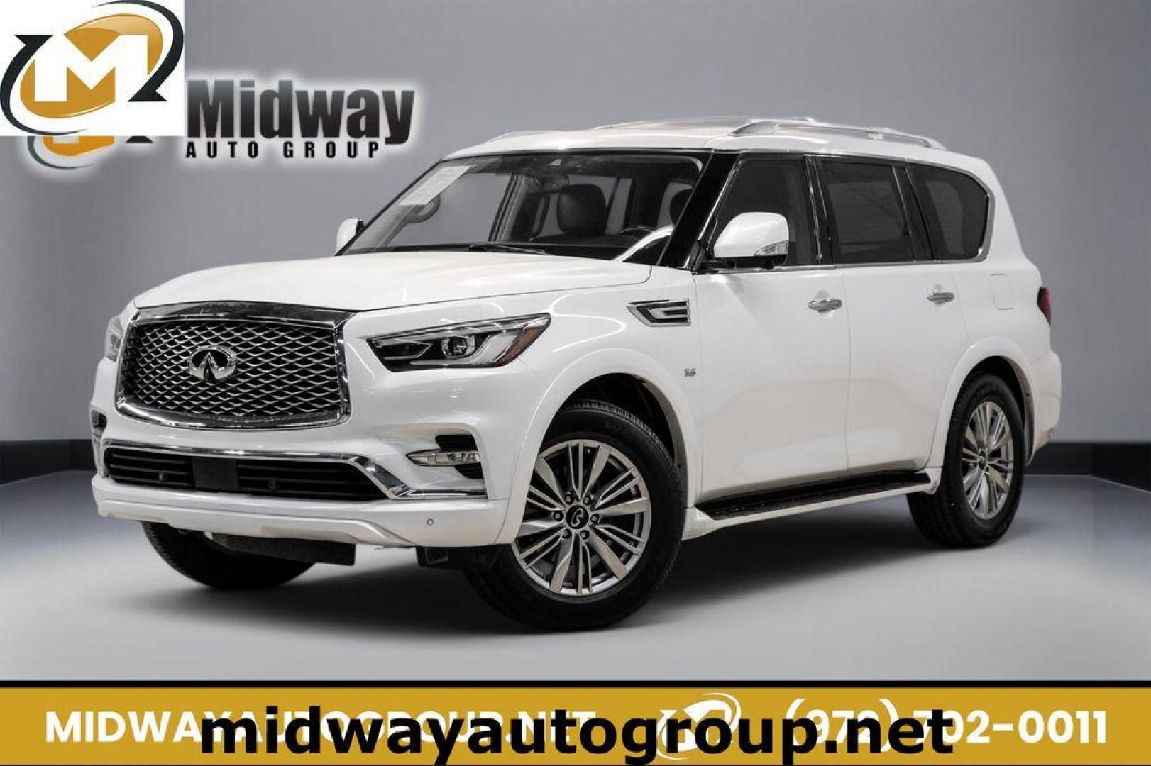 2018 Moonstone /Graphite INFINITI QX80 Base (JN8AZ2NF0J9) with an 5.6L V8 engine, Automatic transmission, located at 15300 Midway Rd., Addison, TX, 75001, (972) 702-0011, 32.958321, -96.838074 - 2018 INFINITI QX80<br><br>Now Available at Midway Auto Group, Addison, Texas<br><br>Bold, luxurious, and built for families who want full-size capability with premium comfort, the 2018 INFINITI QX80 stands at the top of the luxury SUV segment. With powerful V8 performance, a commanding road presence - Photo#0