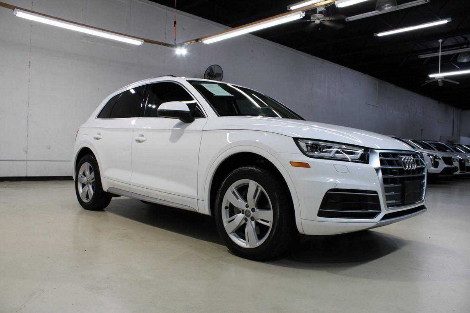 2019 Ibis White /Beige Audi Q5 2.0T Premium Plus (WA1BNAFY5K2) with an 2.0L TFSI engine, Automatic transmission, located at 15300 Midway Rd., Addison, TX, 75001, (972) 702-0011, 32.958321, -96.838074 - 2019 Audi Q5 2.0T Premium Plus Quattro<br><br>Now Available at Midway Auto Group Addison, Texas<br><br>Refined, capable, and unmistakably Audithe 2019 Audi Q5 Premium Plus Quattro delivers luxury-level comfort, confident all-wheel drive performance, and advanced safety tech. With a beautifully craf - Photo#1