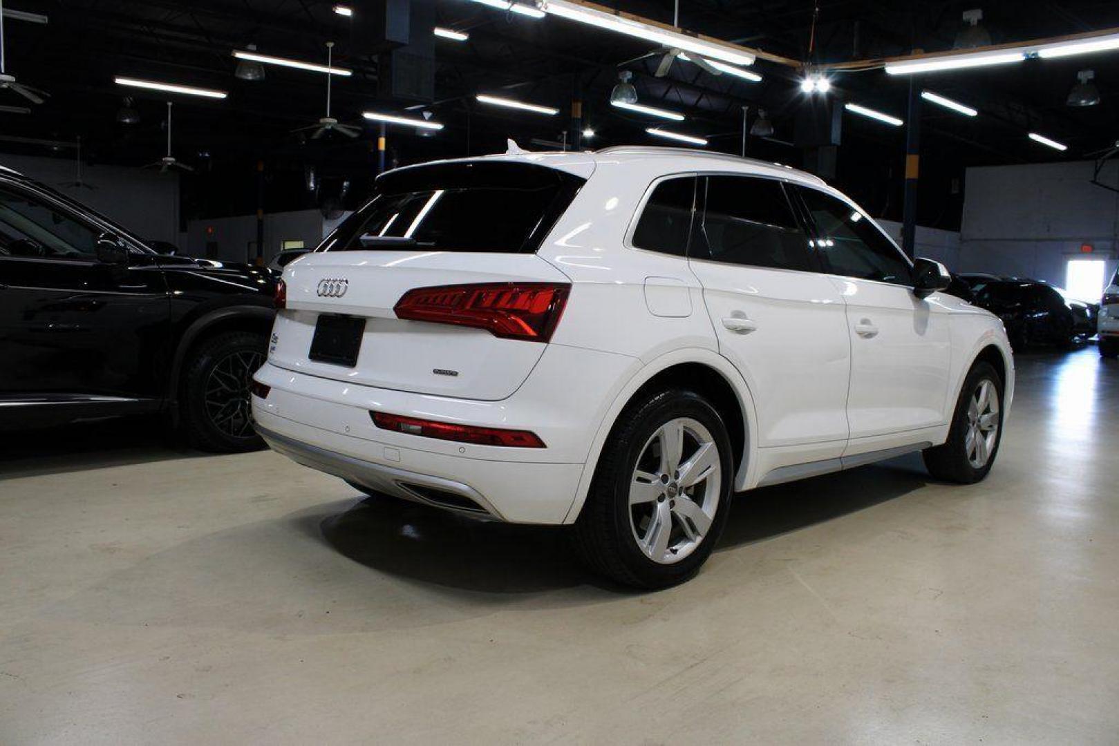 2019 Ibis White /Beige Audi Q5 2.0T Premium Plus (WA1BNAFY5K2) with an 2.0L TFSI engine, Automatic transmission, located at 15300 Midway Rd., Addison, TX, 75001, (972) 702-0011, 32.958321, -96.838074 - 2019 Audi Q5 2.0T Premium Plus Quattro<br><br>Now Available at Midway Auto Group Addison, Texas<br><br>Refined, capable, and unmistakably Audithe 2019 Audi Q5 Premium Plus Quattro delivers luxury-level comfort, confident all-wheel drive performance, and advanced safety tech. With a beautifully craf - Photo#2