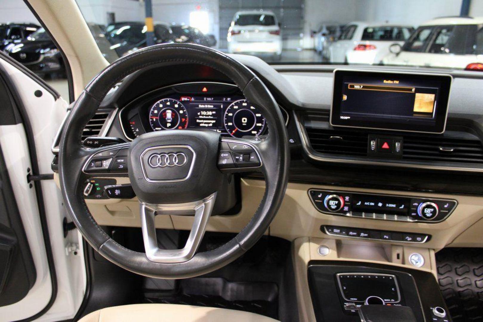 2019 Ibis White /Beige Audi Q5 2.0T Premium Plus (WA1BNAFY5K2) with an 2.0L TFSI engine, Automatic transmission, located at 15300 Midway Rd., Addison, TX, 75001, (972) 702-0011, 32.958321, -96.838074 - 2019 Audi Q5 2.0T Premium Plus Quattro<br><br>Now Available at Midway Auto Group Addison, Texas<br><br>Refined, capable, and unmistakably Audithe 2019 Audi Q5 Premium Plus Quattro delivers luxury-level comfort, confident all-wheel drive performance, and advanced safety tech. With a beautifully craf - Photo#17