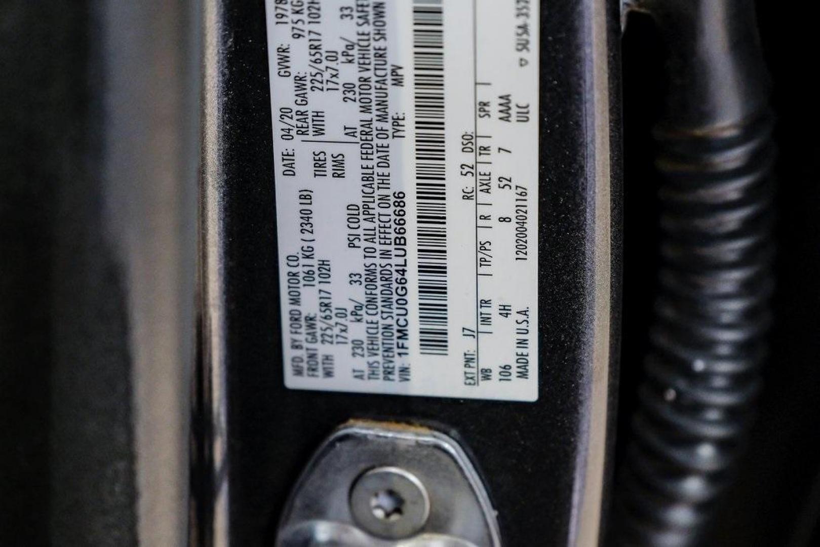 2020 Magnetic /Ebony Ford Escape SE (1FMCU0G64LU) with an 1.5L EcoBoost engine, Automatic transmission, located at 15300 Midway Rd., Addison, TX, 75001, (972) 702-0011, 32.958321, -96.838074 - Photo#65