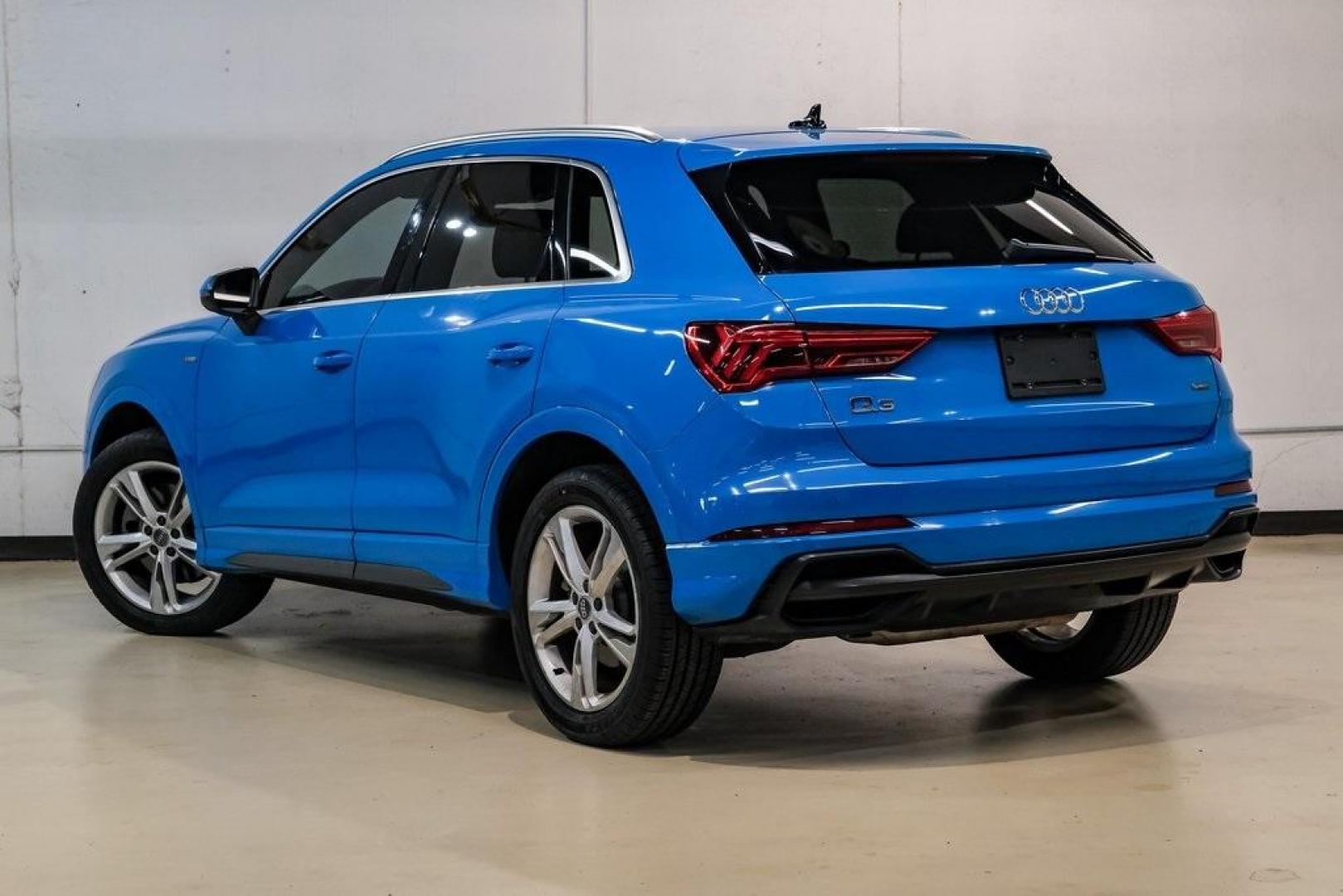 2020 Blue /Rotor Gray W/Anthracite Audi Q3 Premium Plus S line (WA1EEDF37L1) with an 2.0L 4-Cylinder TFSI engine, Automatic transmission, located at 15300 Midway Rd., Addison, TX, 75001, (972) 702-0011, 32.958321, -96.838074 - 020 Audi Q3 S line Premium Plus Quattro<br><br>Now Available at Midway Auto Group, Addison, Texas<br><br>Stylish, compact, and packed with premium features the 2020 Audi Q3 S line Premium Plus Quattro delivers upscale comfort and confident performance in a versatile small SUV. With its S line exteri - Photo#10