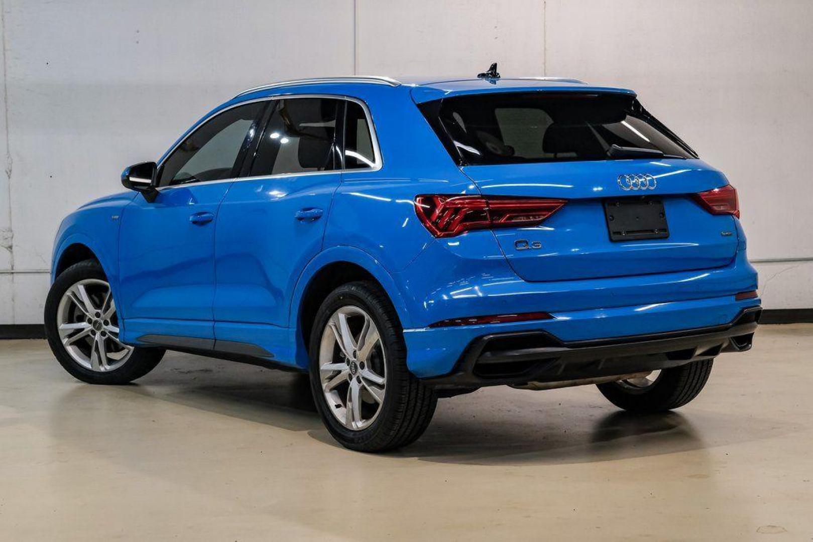 2020 Blue /Rotor Gray W/Anthracite Audi Q3 Premium Plus S line (WA1EEDF37L1) with an 2.0L 4-Cylinder TFSI engine, Automatic transmission, located at 15300 Midway Rd., Addison, TX, 75001, (972) 702-0011, 32.958321, -96.838074 - 020 Audi Q3 S line Premium Plus Quattro<br><br>Now Available at Midway Auto Group, Addison, Texas<br><br>Stylish, compact, and packed with premium features the 2020 Audi Q3 S line Premium Plus Quattro delivers upscale comfort and confident performance in a versatile small SUV. With its S line exteri - Photo#10